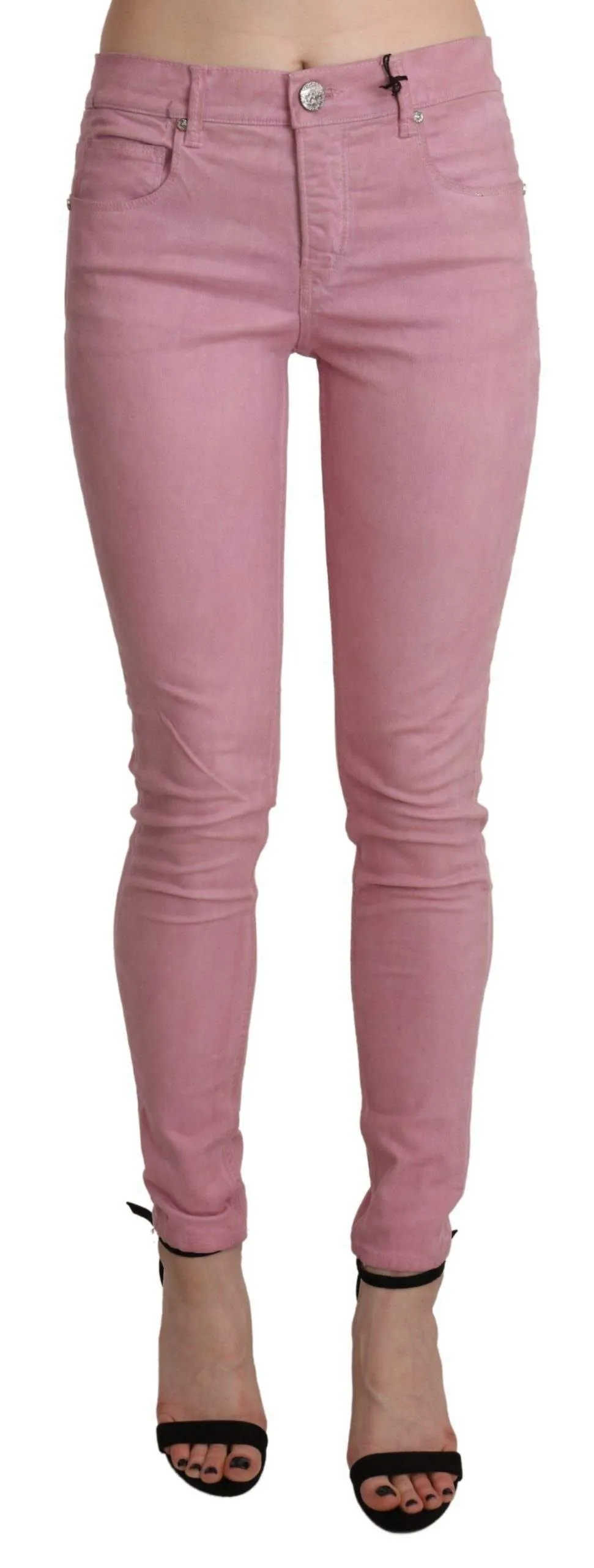 Acht Pink Mid Waist Skinny Stretch  Denim Pant