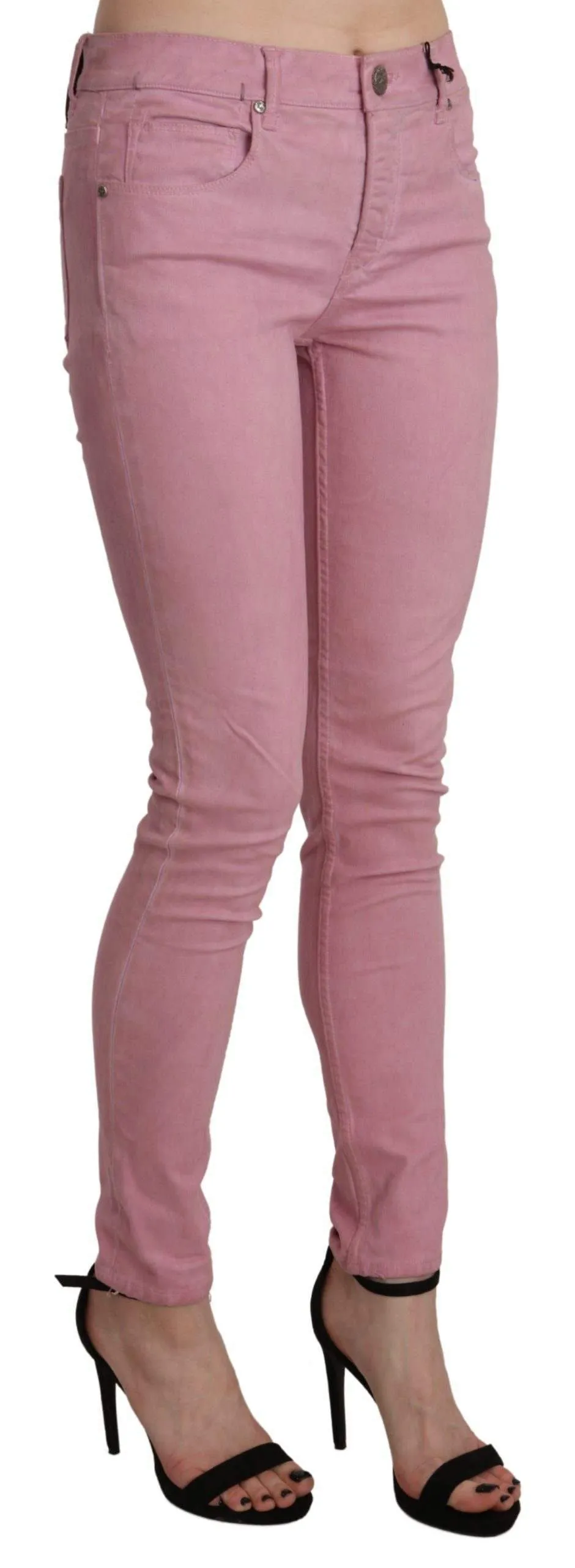 Acht Pink Mid Waist Skinny Stretch  Denim Pant