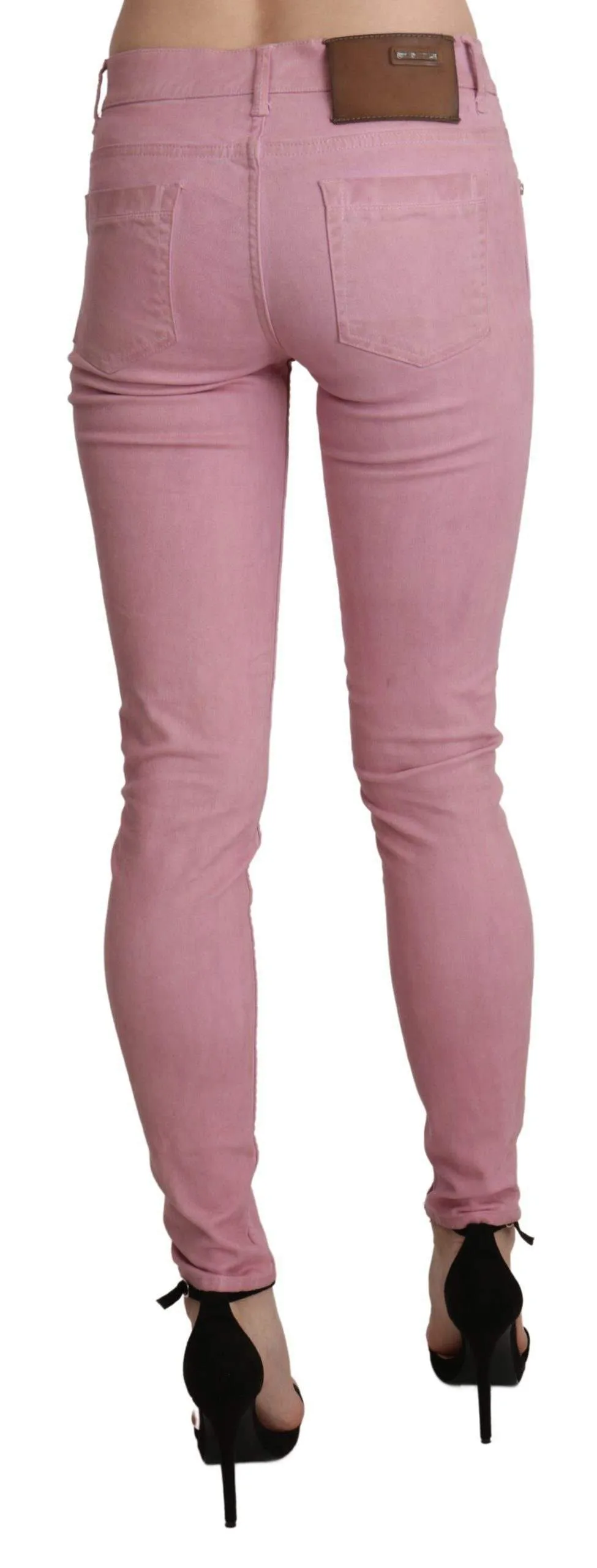 Acht Pink Mid Waist Skinny Stretch  Denim Pant