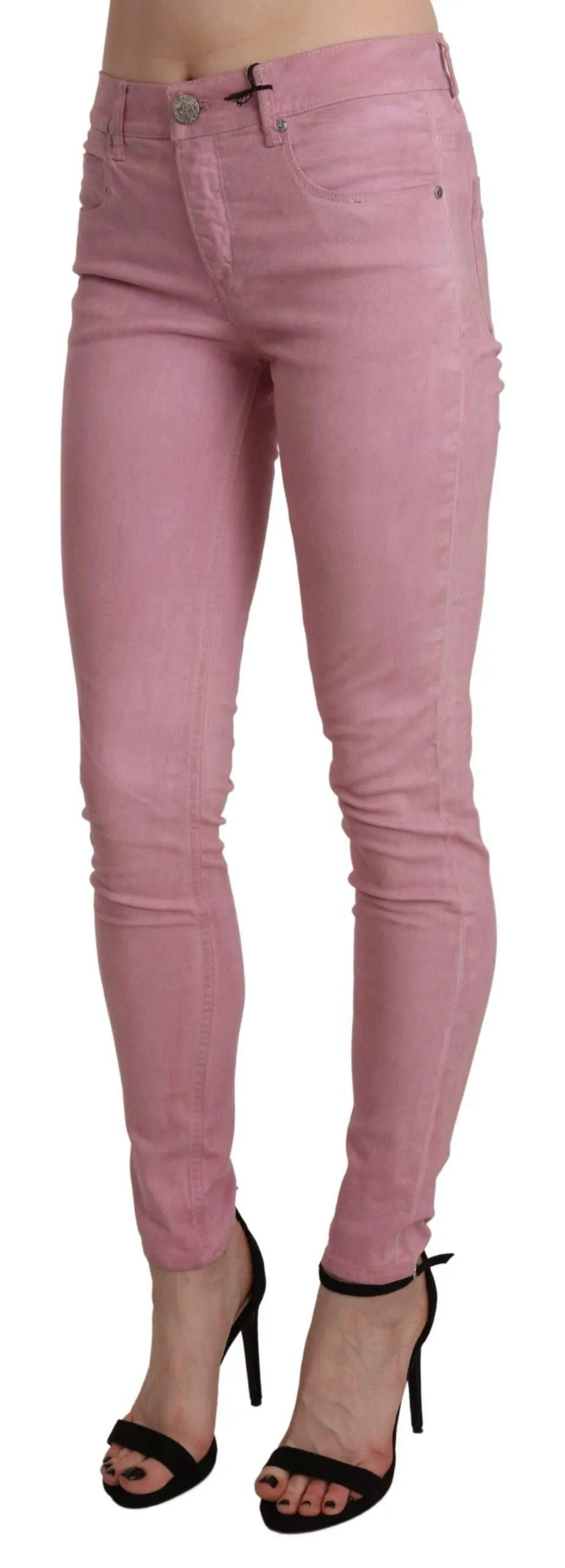 Acht Pink Mid Waist Skinny Stretch  Denim Pant