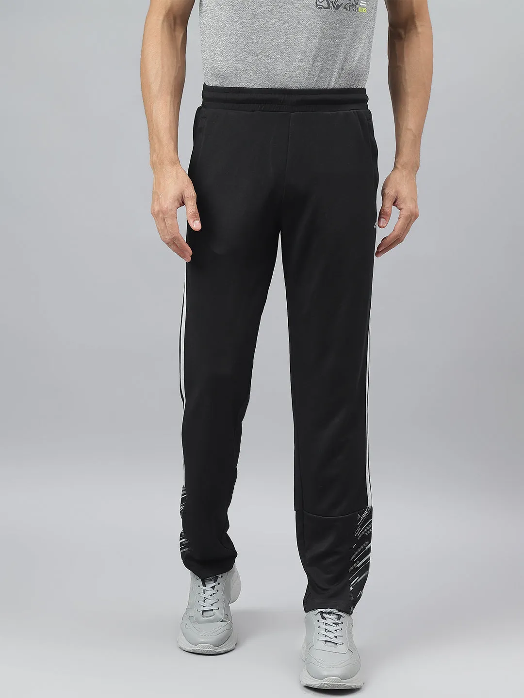 Alcis Men Black Anti-Static Slim-Fit Training Track Pants