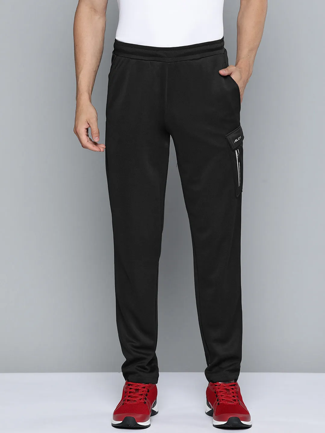 Alcis Men Black Solid Slim Fit Track Pants