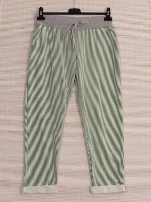 Anne   Kate Italian Ragusa Stripe Green Pants 10-12