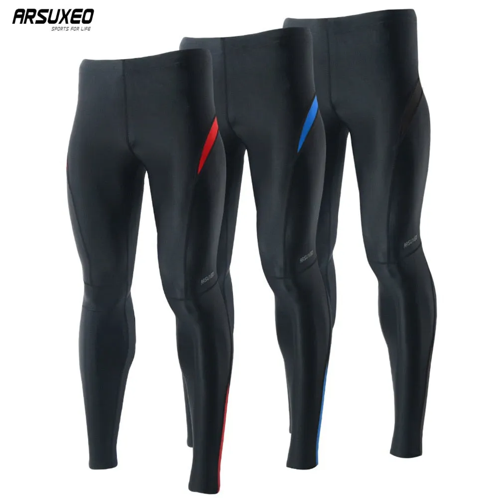 ARSUXEO  Men's Spring Autumn Compression Running Tights  Elastic Pants Fitness Workout GYM Reflective Pants 9013