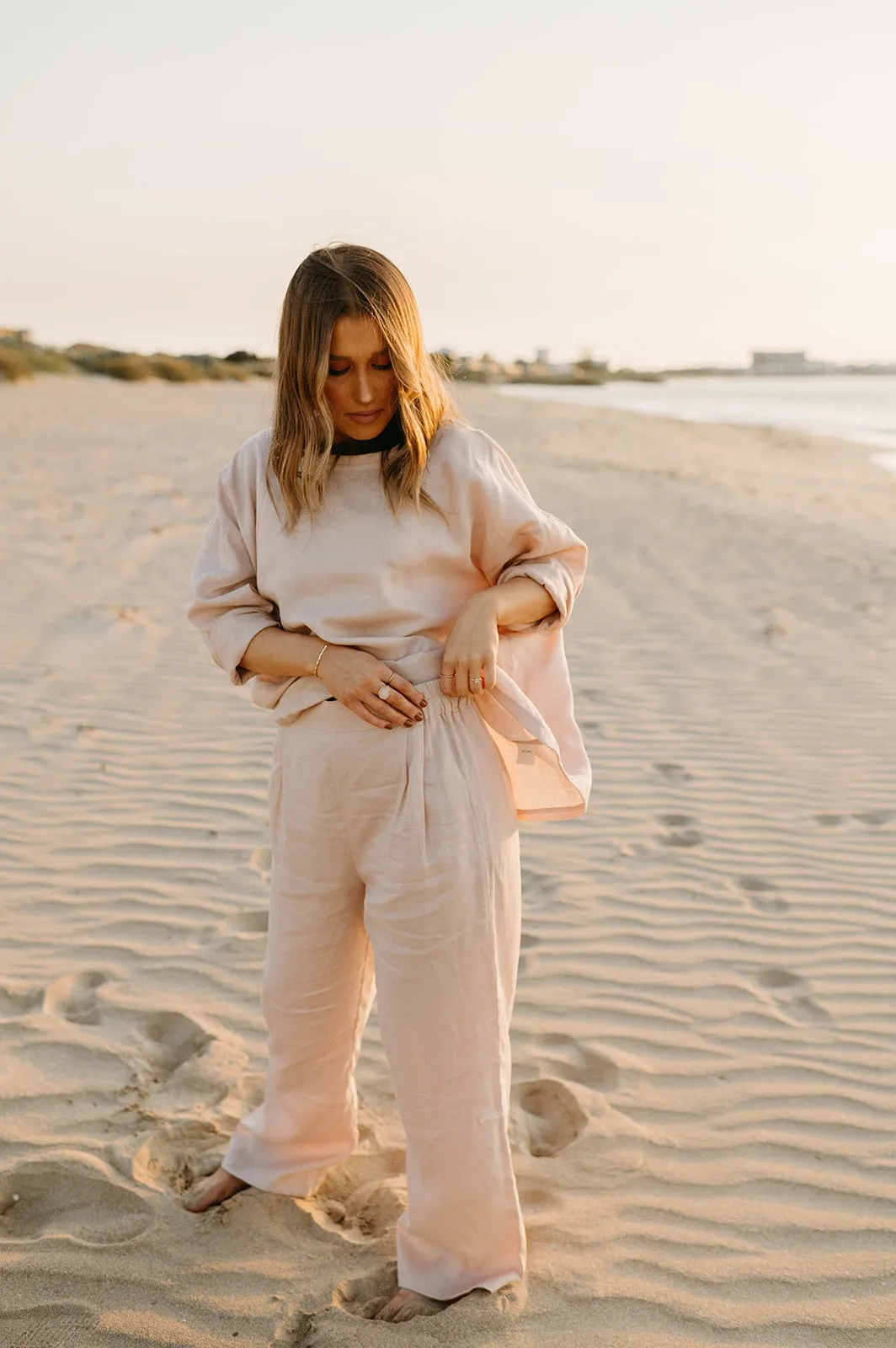 Athena Linen Pants in Dust Storm