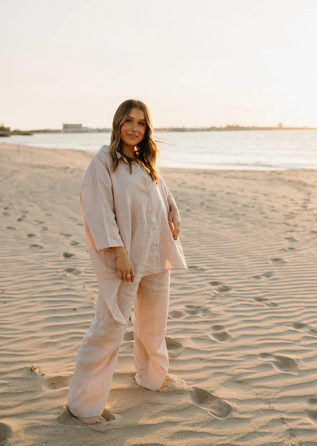 Athena Linen Pants in Dust Storm