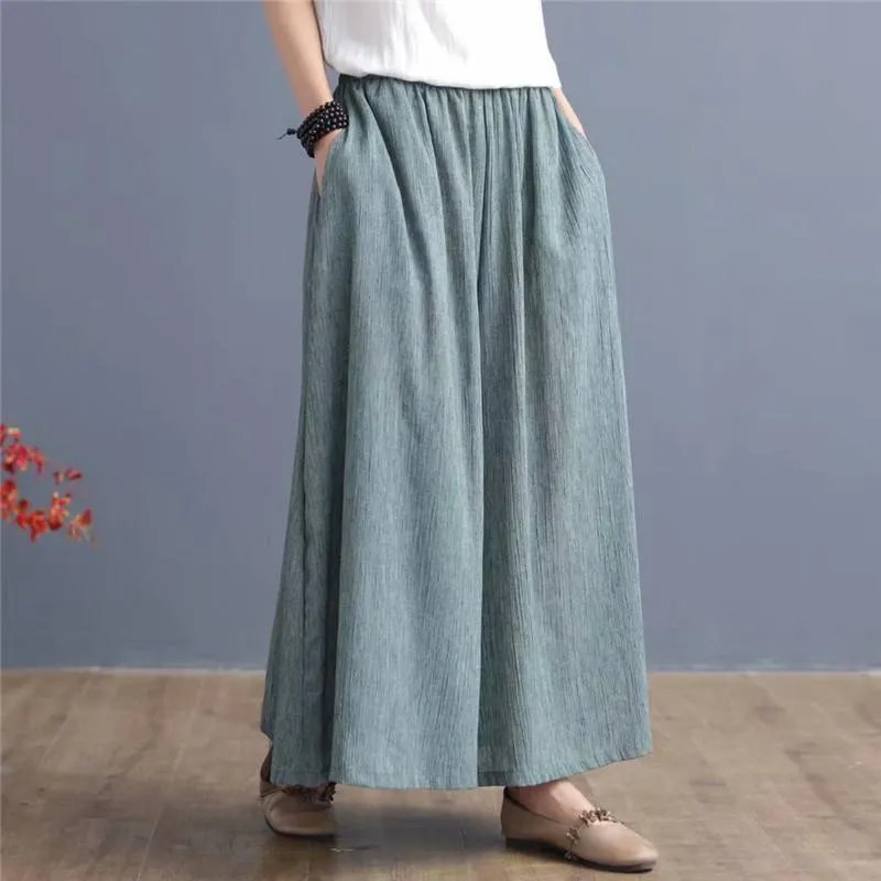 Babakud Summer Ramie Women Wide Leg Pants