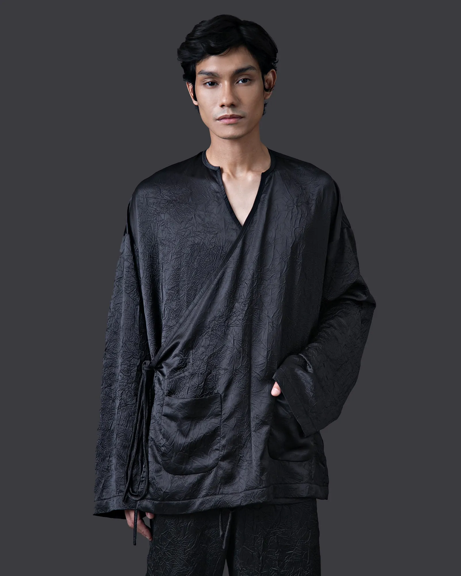 Baju Silang Kedut (Black)