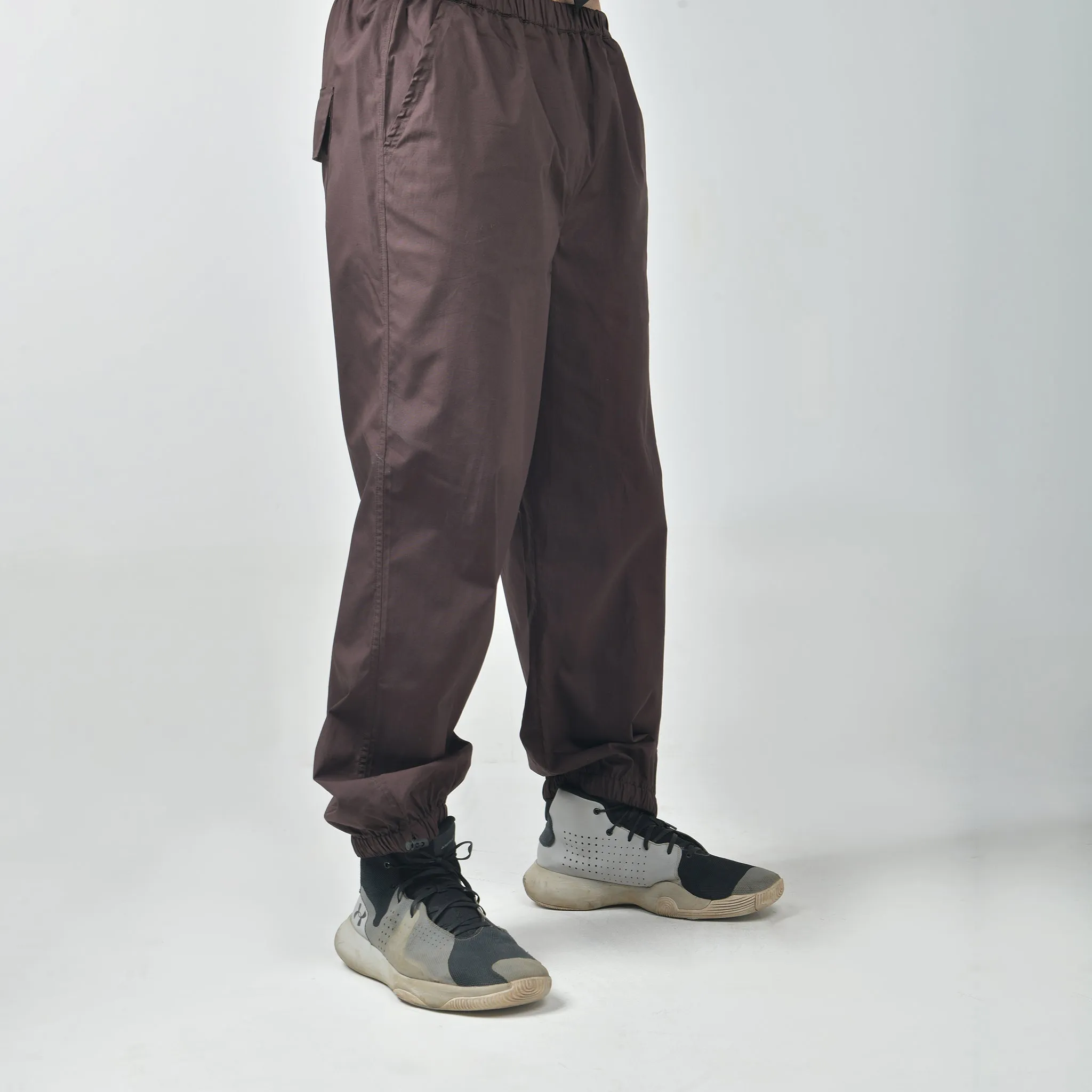 Black Bossman Shirt & Brown Parachute Pants For Men