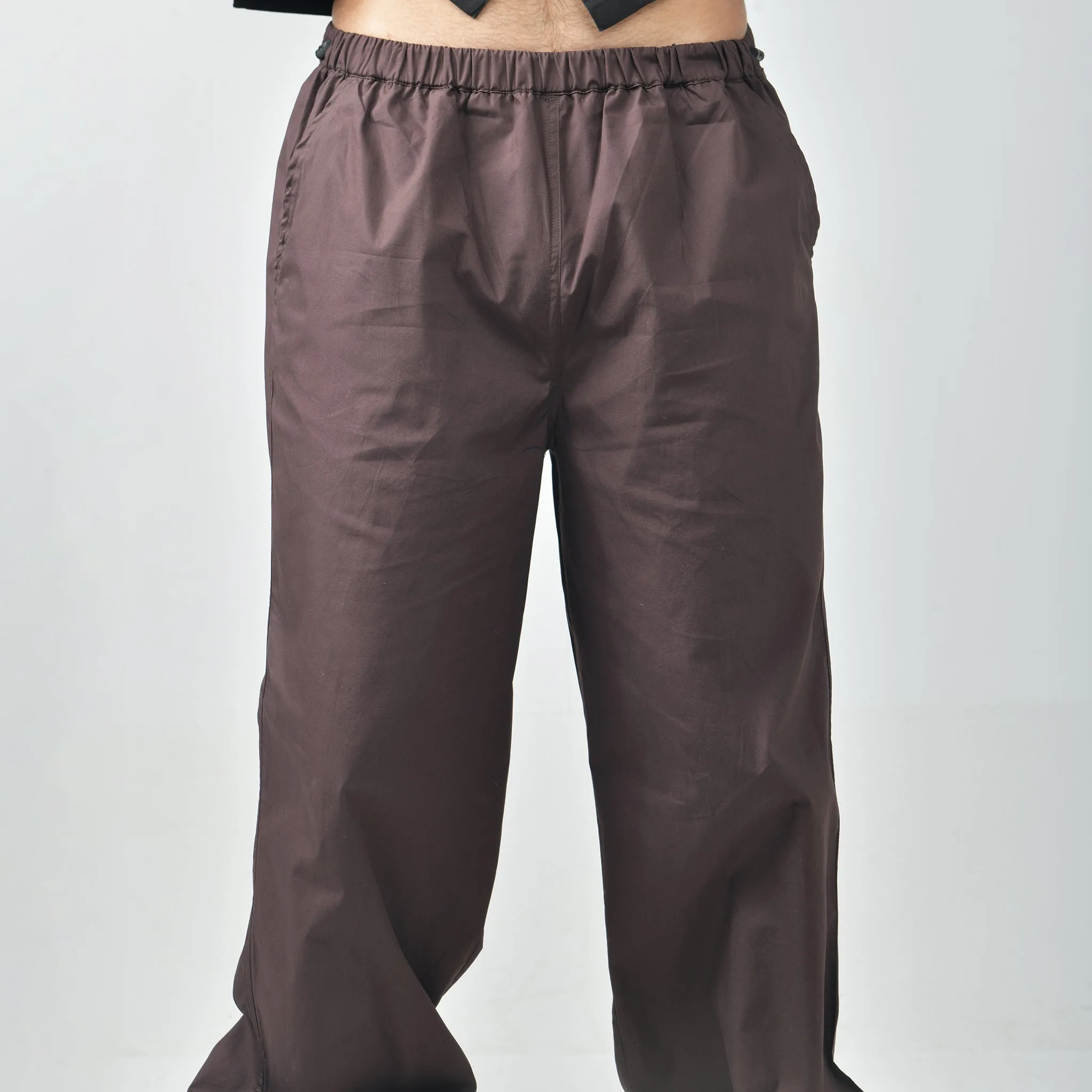 Black Bossman Shirt & Brown Parachute Pants For Men