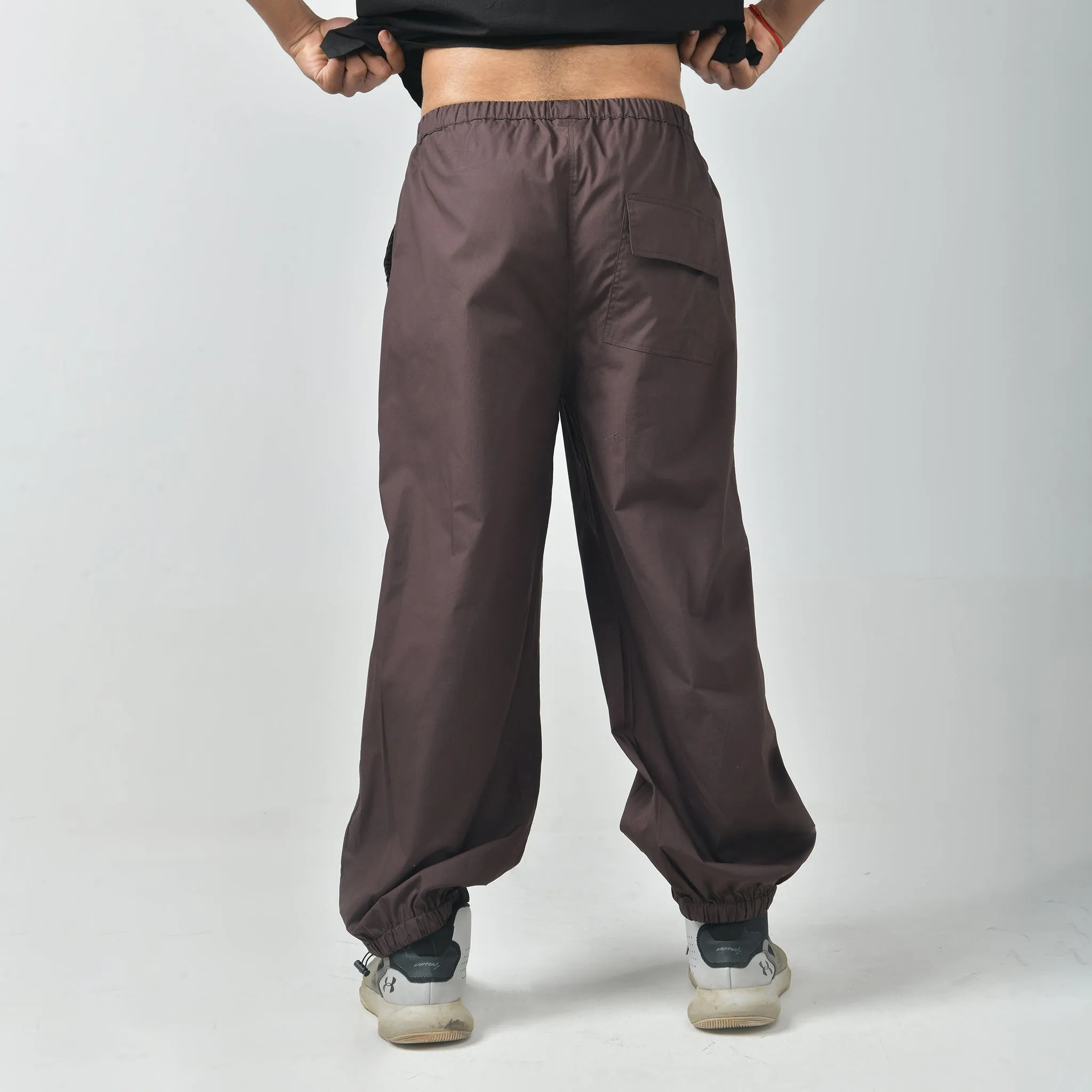 Black Bossman Shirt & Brown Parachute Pants For Men