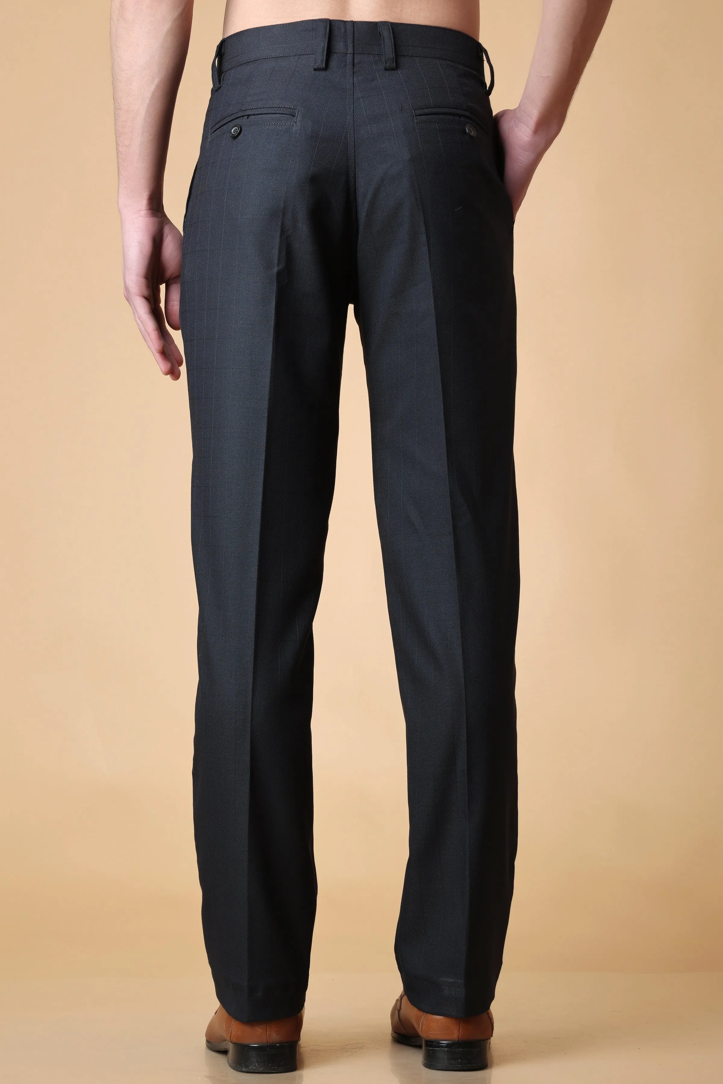 Black Checkered Formal Trousers