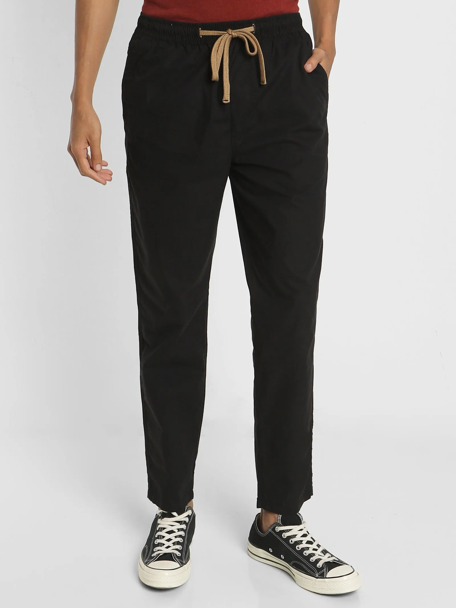 Black Solid Track Pant