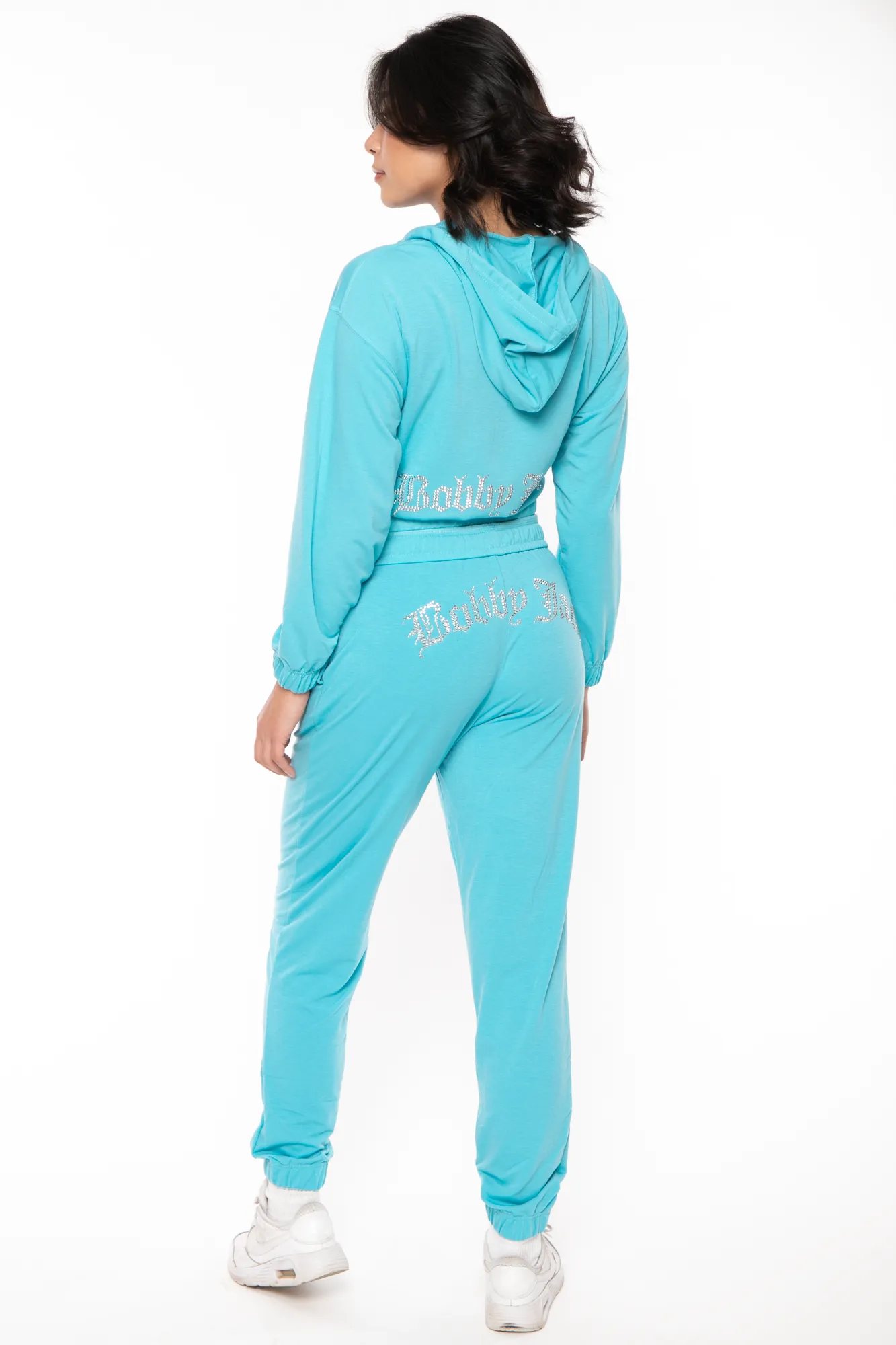 Bobby Jack Rhinestone Hoodie & Pant Set  - Teal