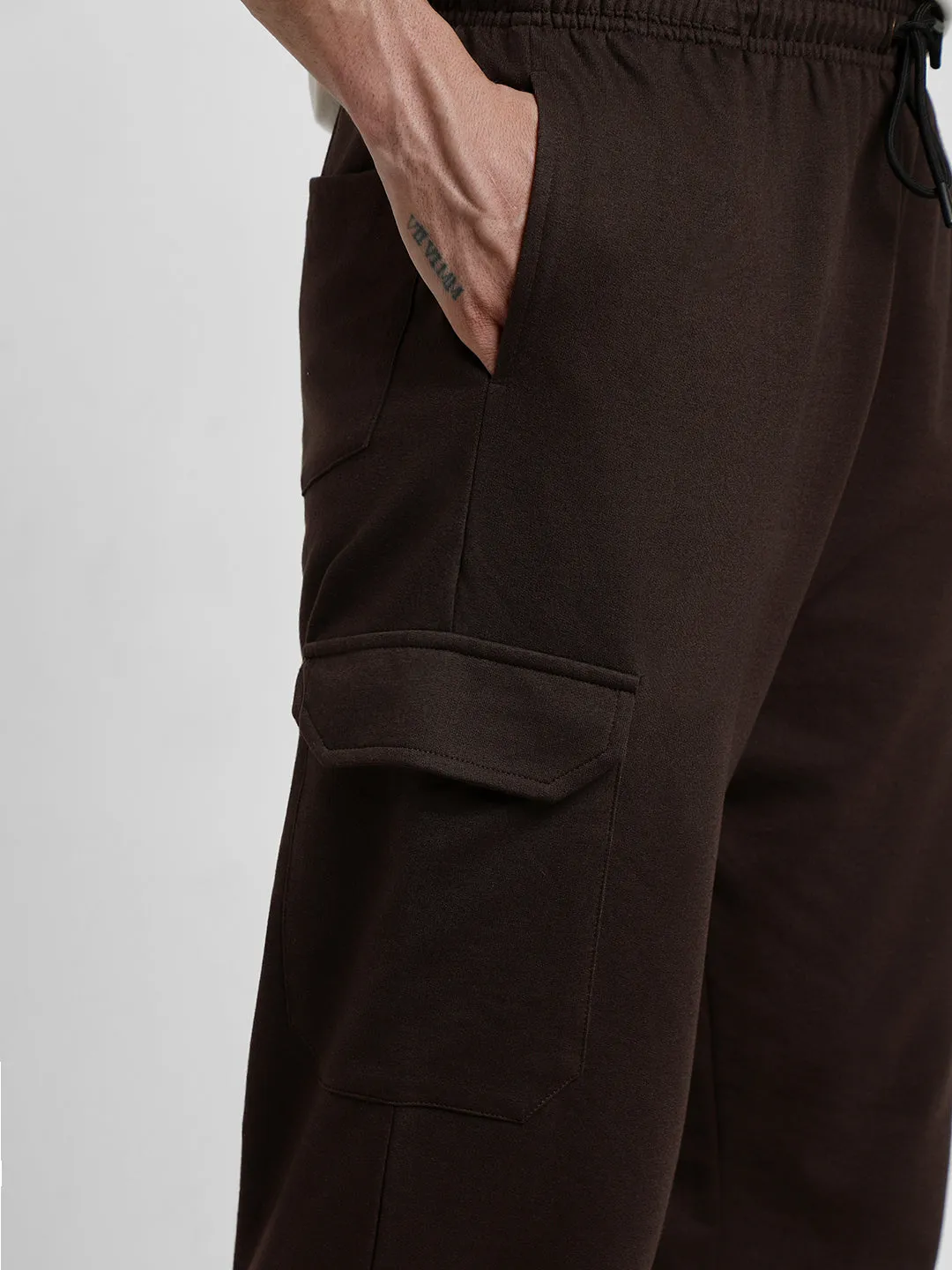 Brown Solid Baggy Fit Cargo Pants