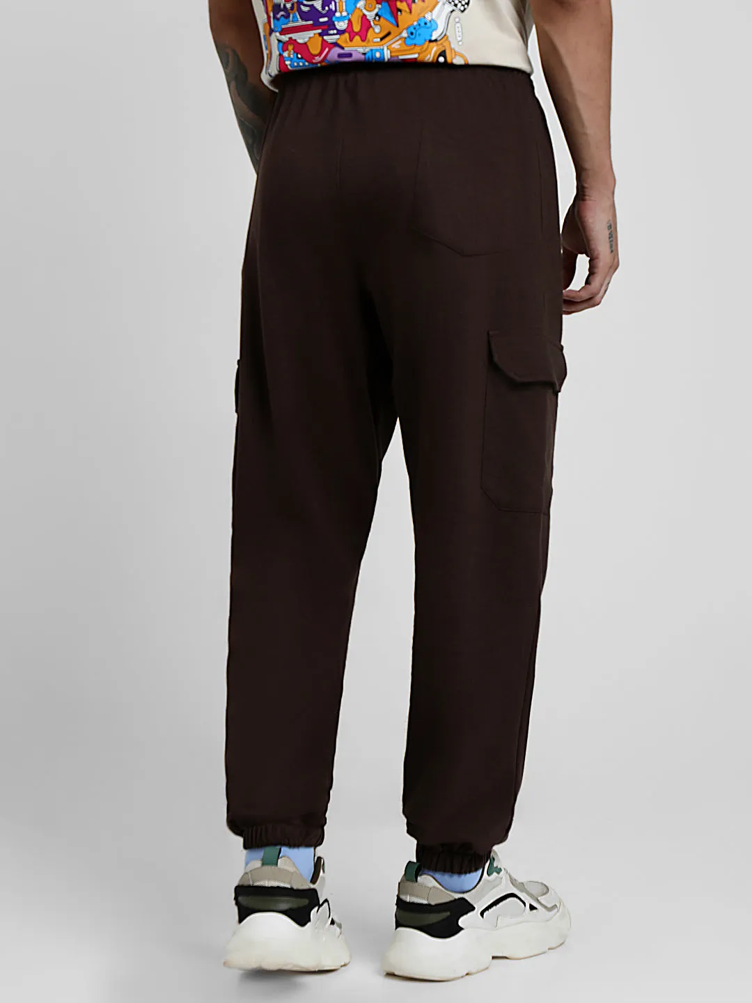 Brown Solid Baggy Fit Cargo Pants