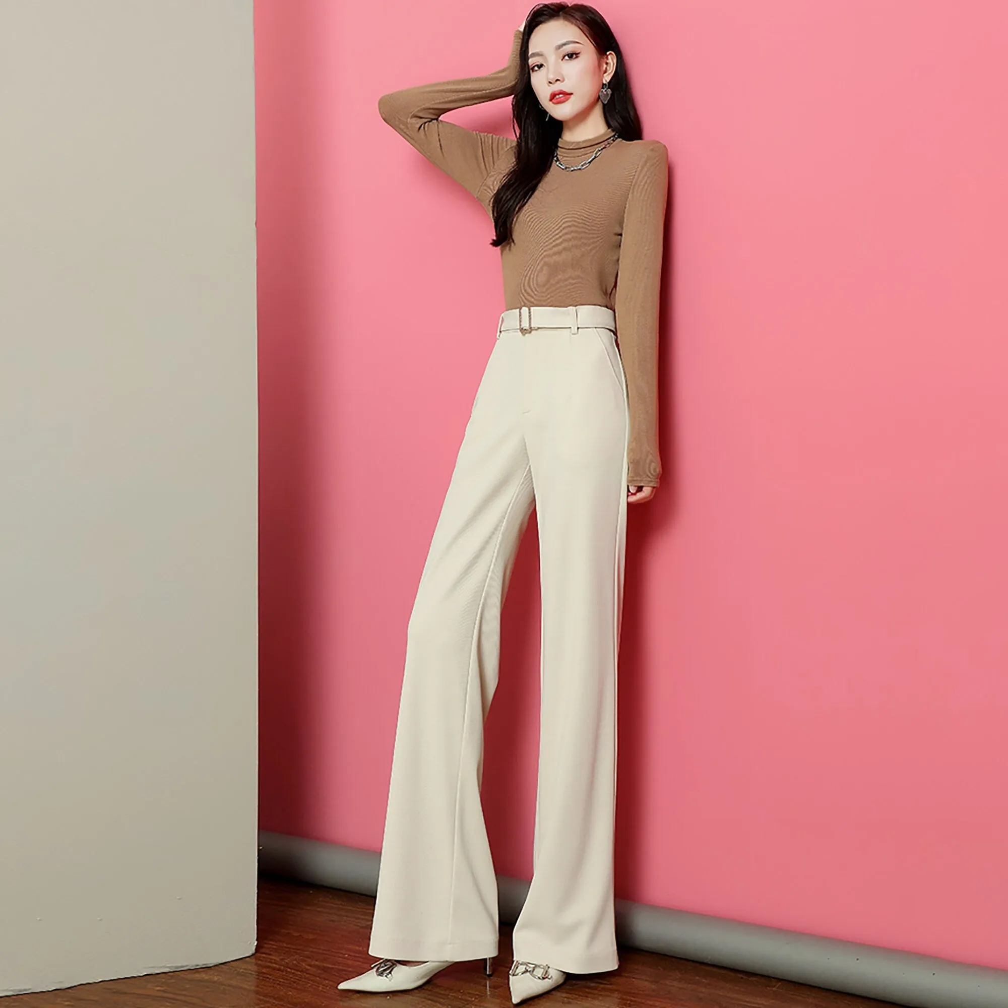 Cassie High Waist Belted Flare Pants