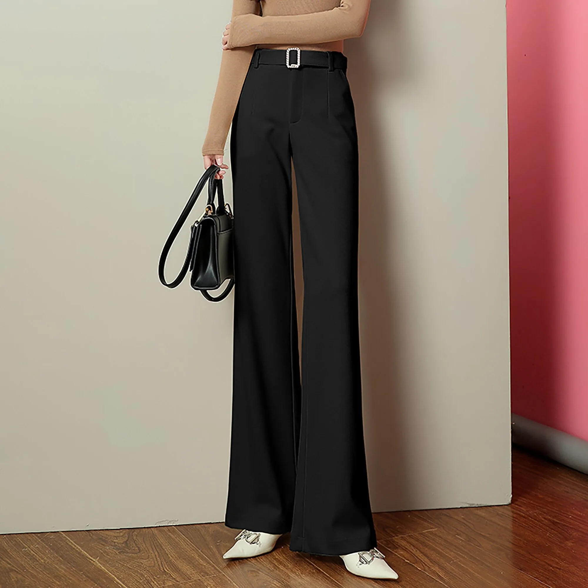 Cassie High Waist Belted Flare Pants