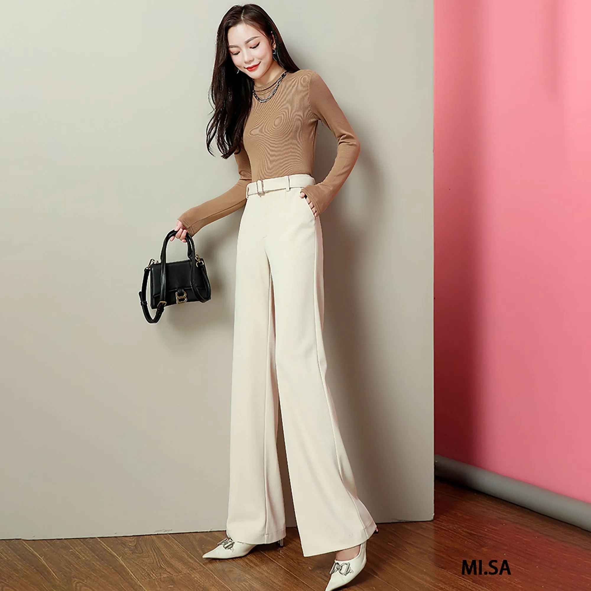 Cassie High Waist Belted Flare Pants