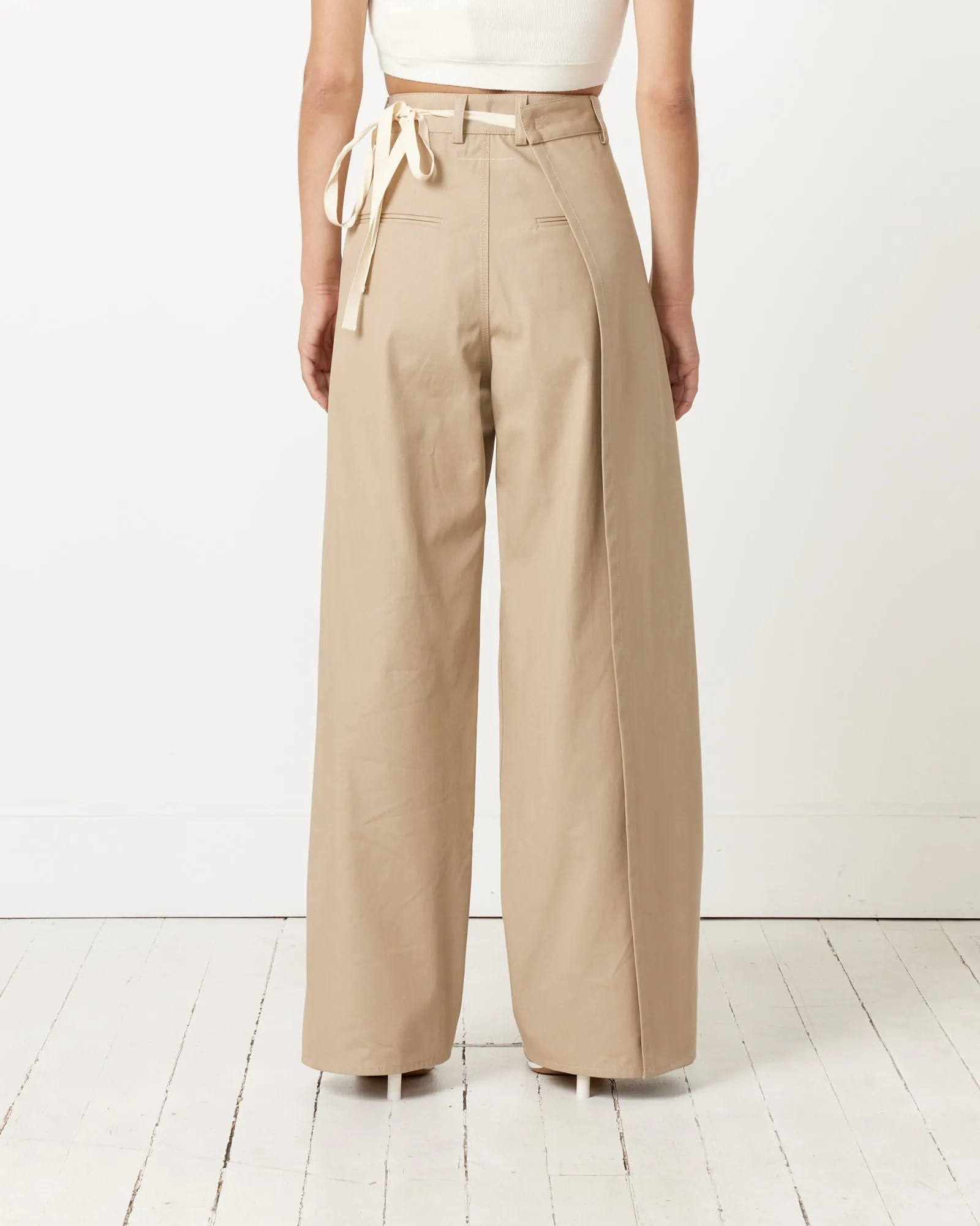 Cotton Gabardine Trousers in Beige