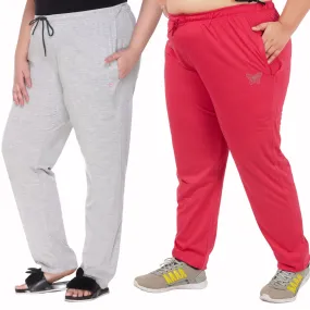 Cotton Track Pants For Women Pack of 2 (Pink & Grey)