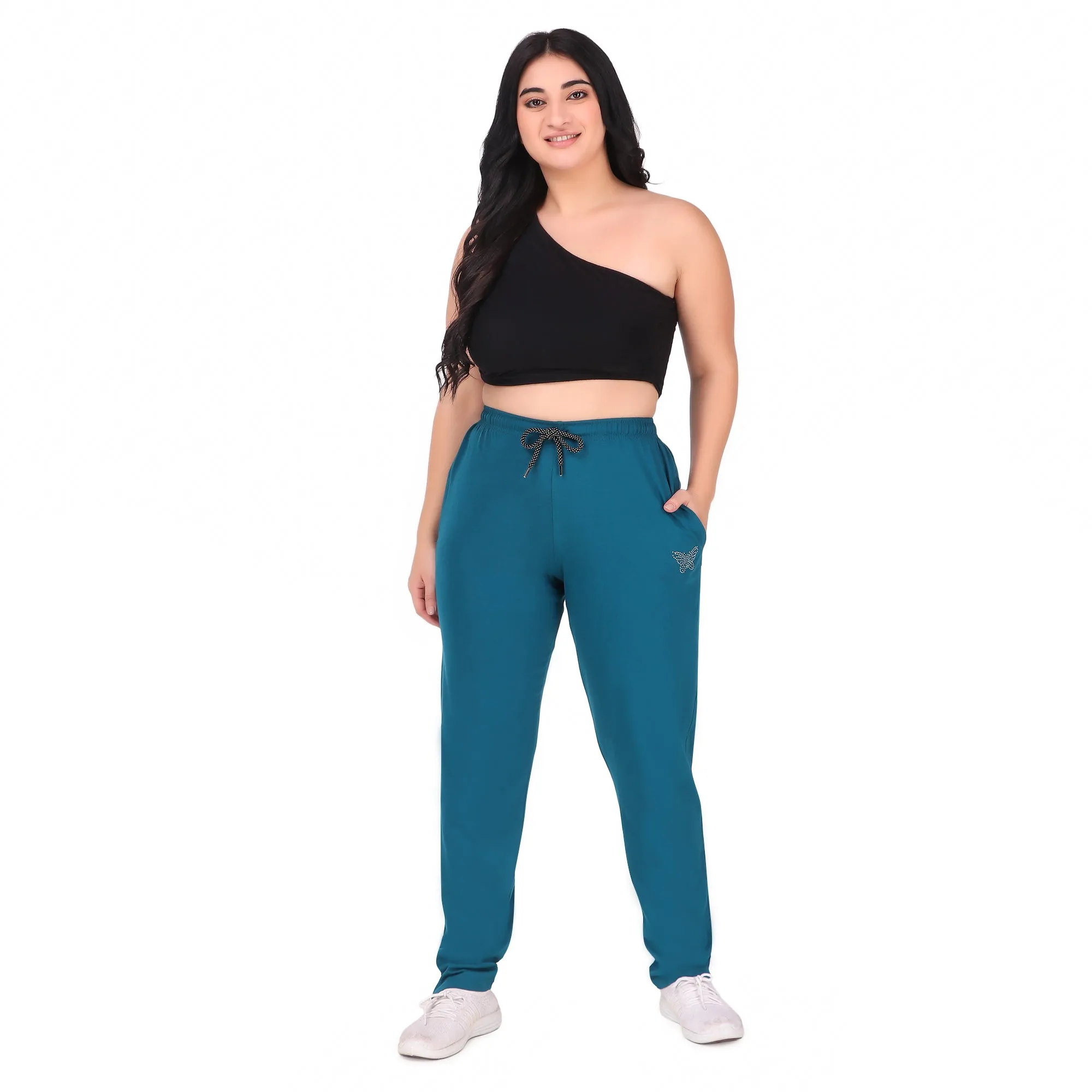 Cotton Track Pants For Women Pack of 3 (Mauve, Teal & Navy Blue)