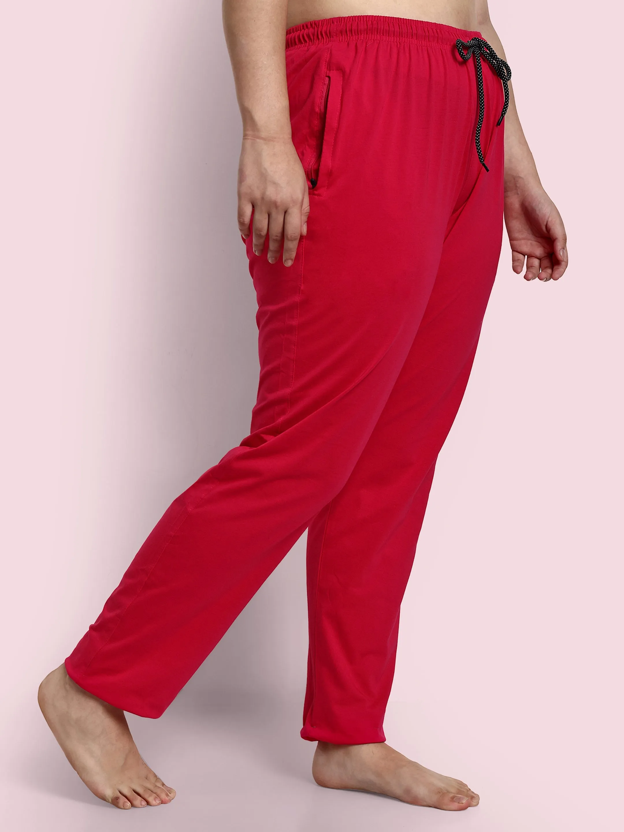 Cotton Track Pants For Women - Pink