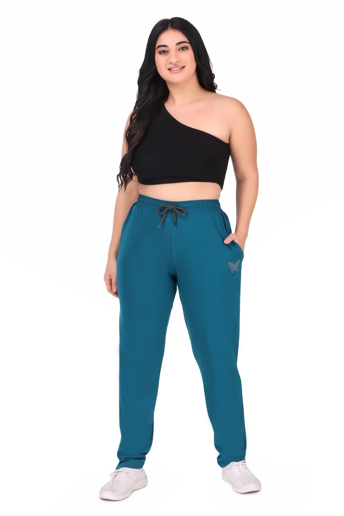 Cotton Track Pants For Women - Teal Blue