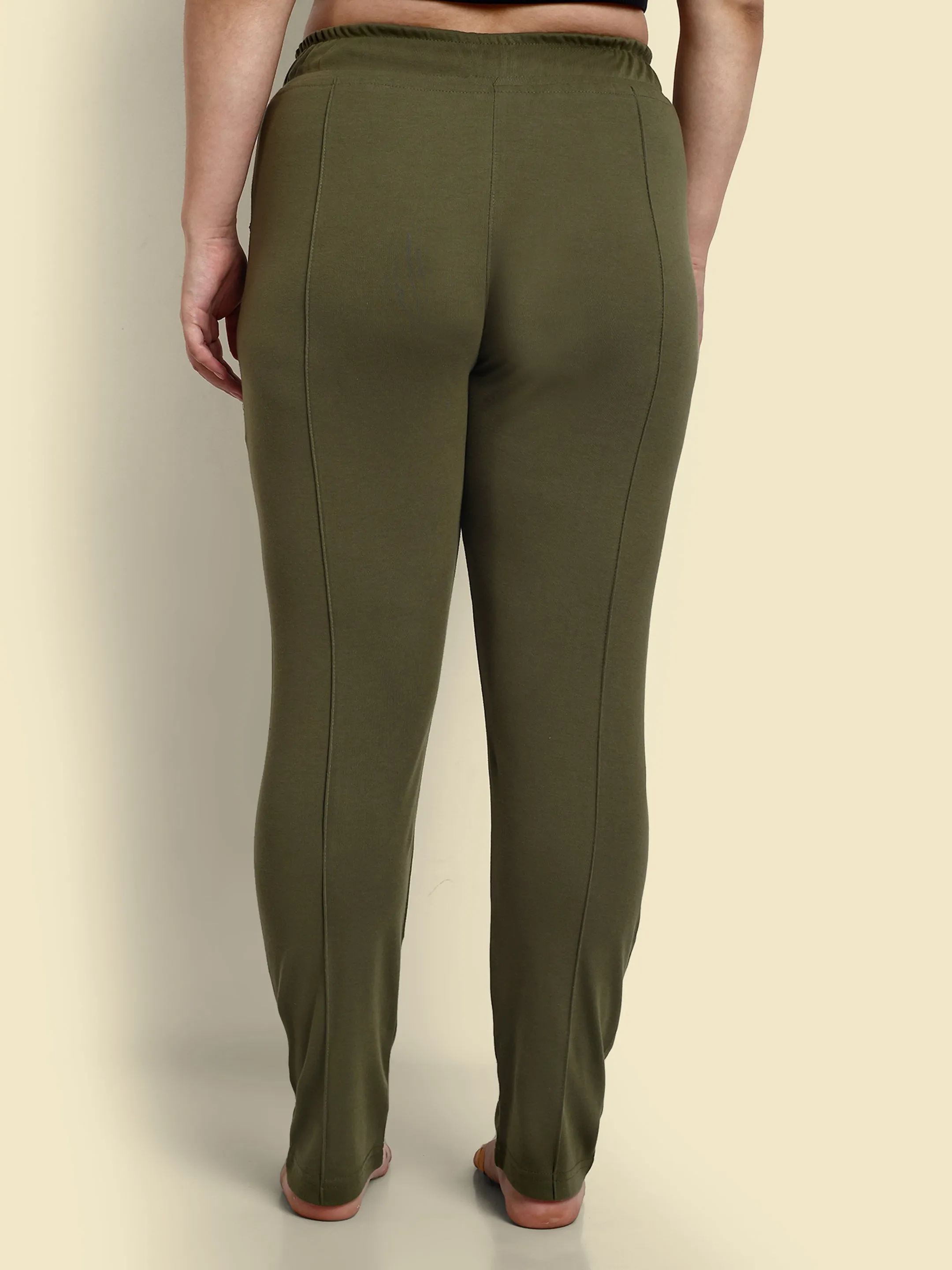 Cotton Track Pants - Relaxed Fit Lounge Pants - Olive Green