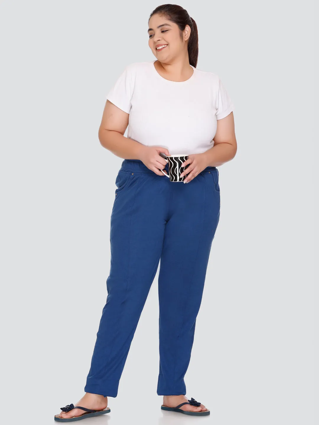 Cotton Track Pants - Relaxed Fit Lounge Pants - Prime Blue