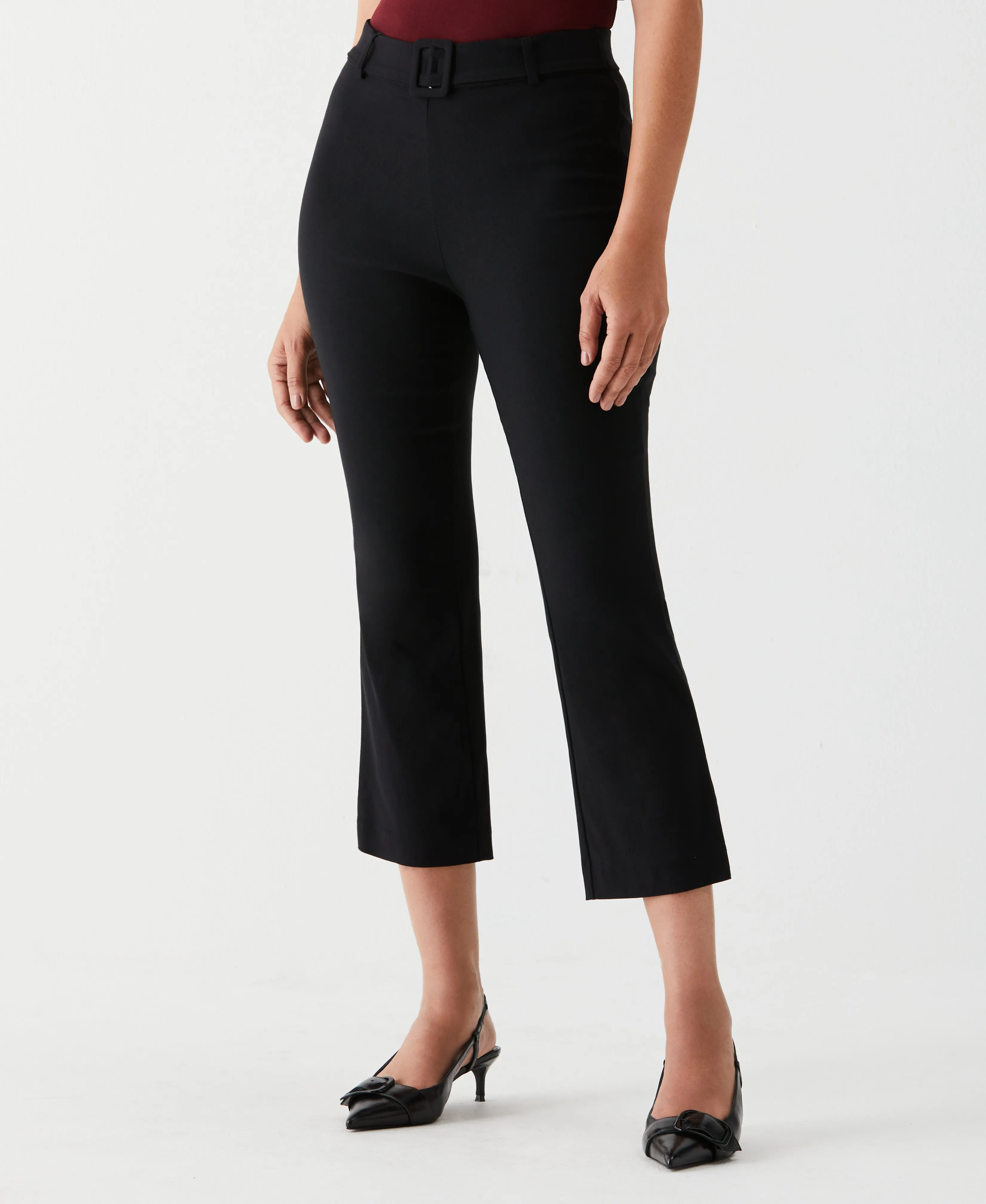 Crop Boot Cut Pant with Belt