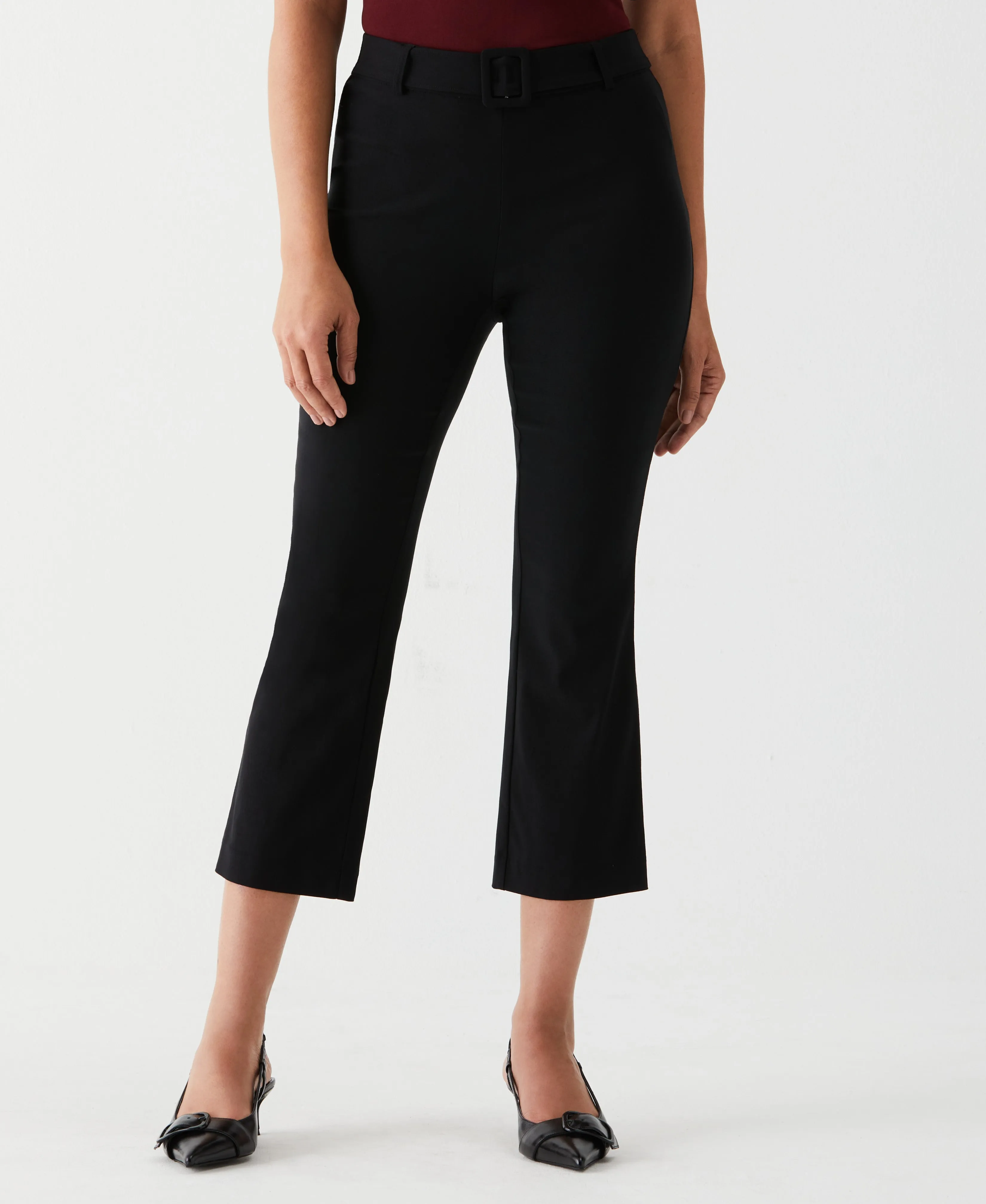 Crop Boot Cut Pant with Belt