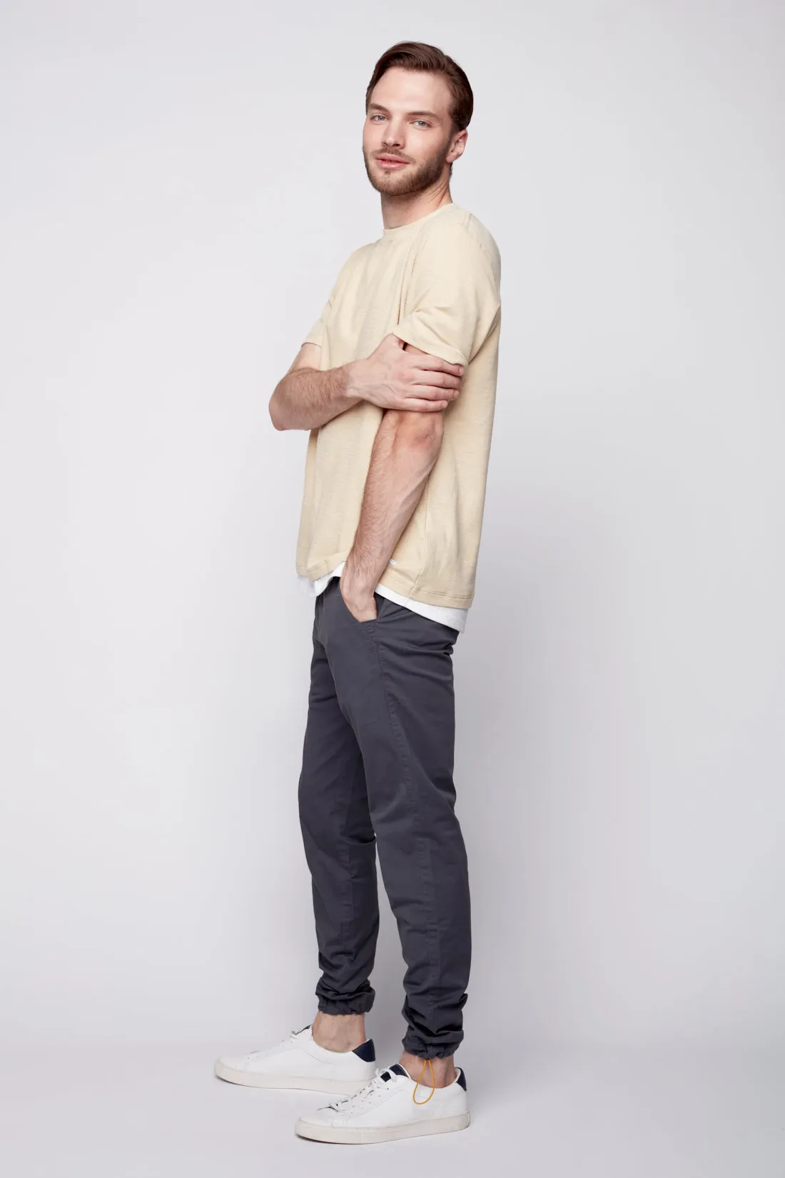 ELTON -  Slim Fit Chinos (Convertible Joggers) - Dark Grey