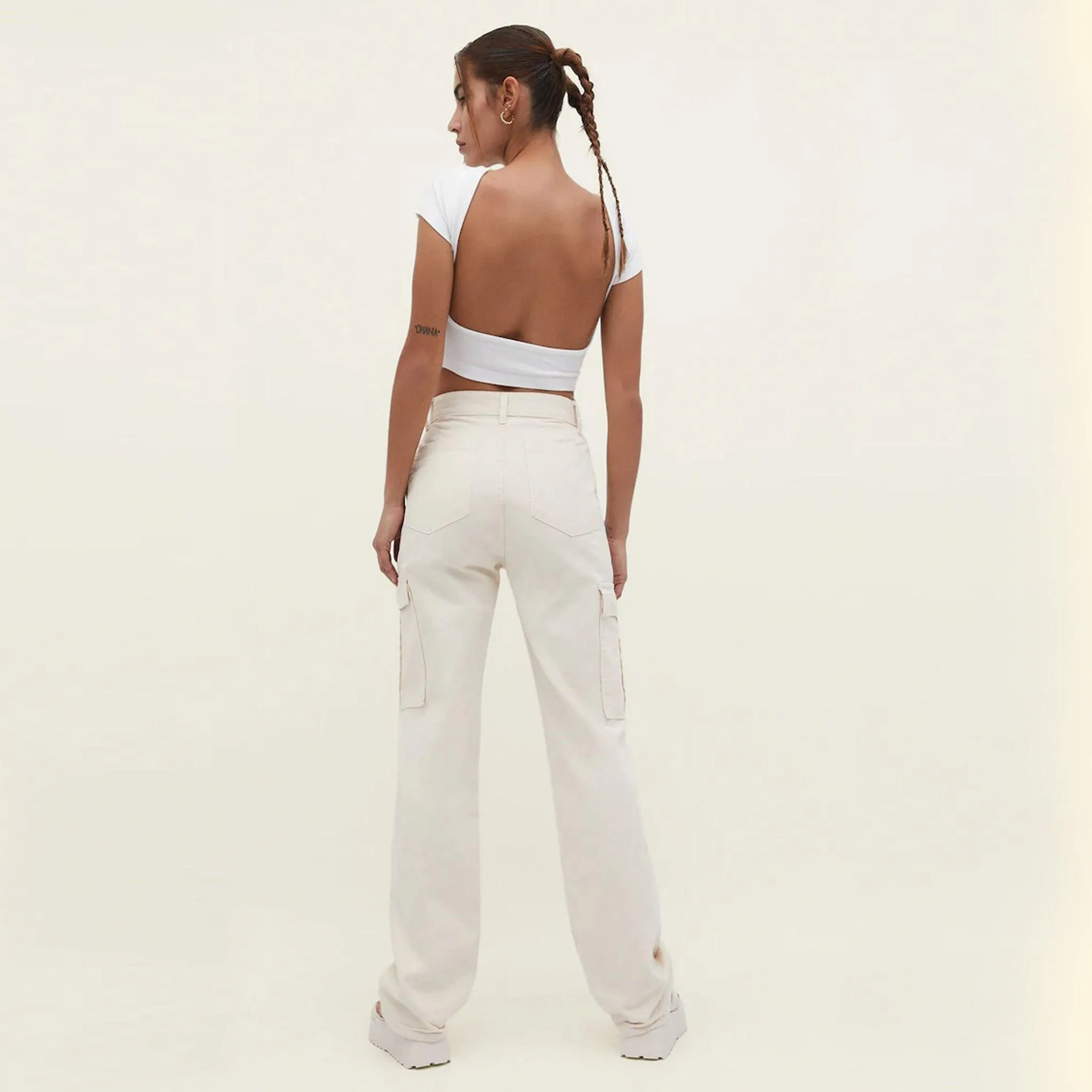 Female Off-White Cargo Trouser (6 Pockets)