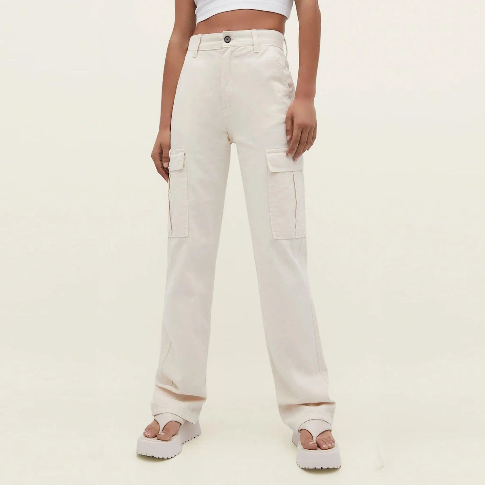 Female Off-White Cargo Trouser (6 Pockets)