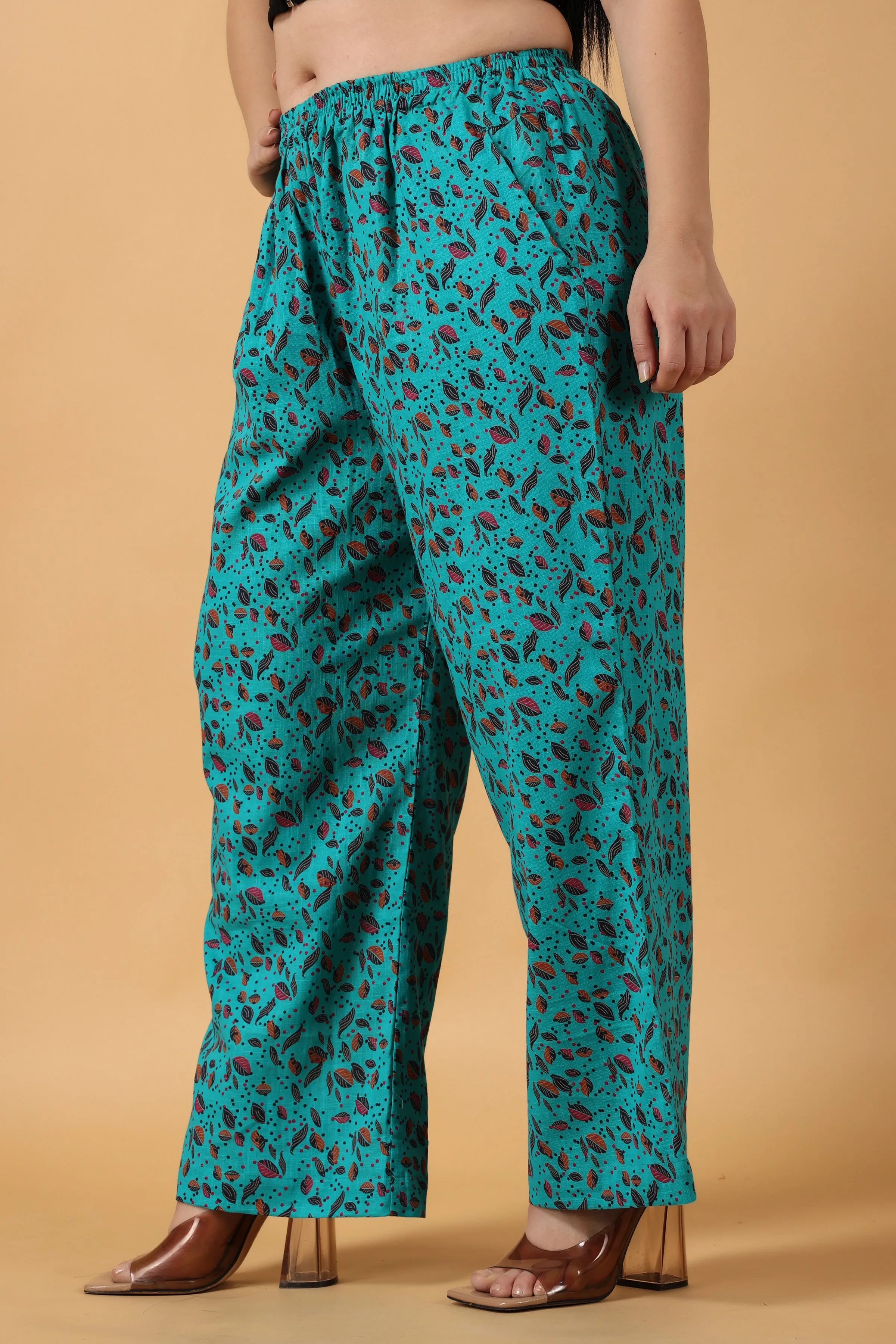 Firozi Cotton Palazzo Pants