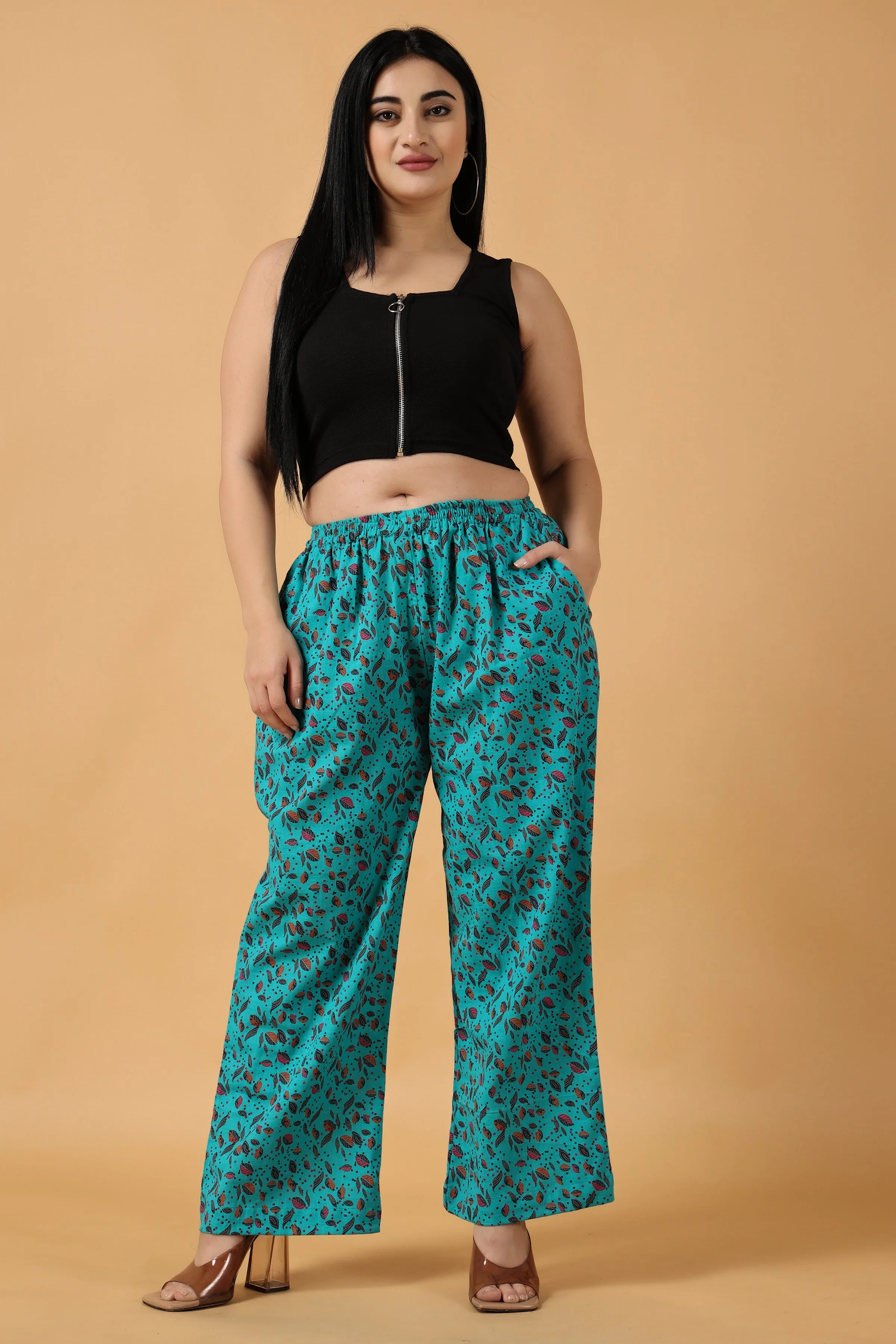 Firozi Cotton Palazzo Pants