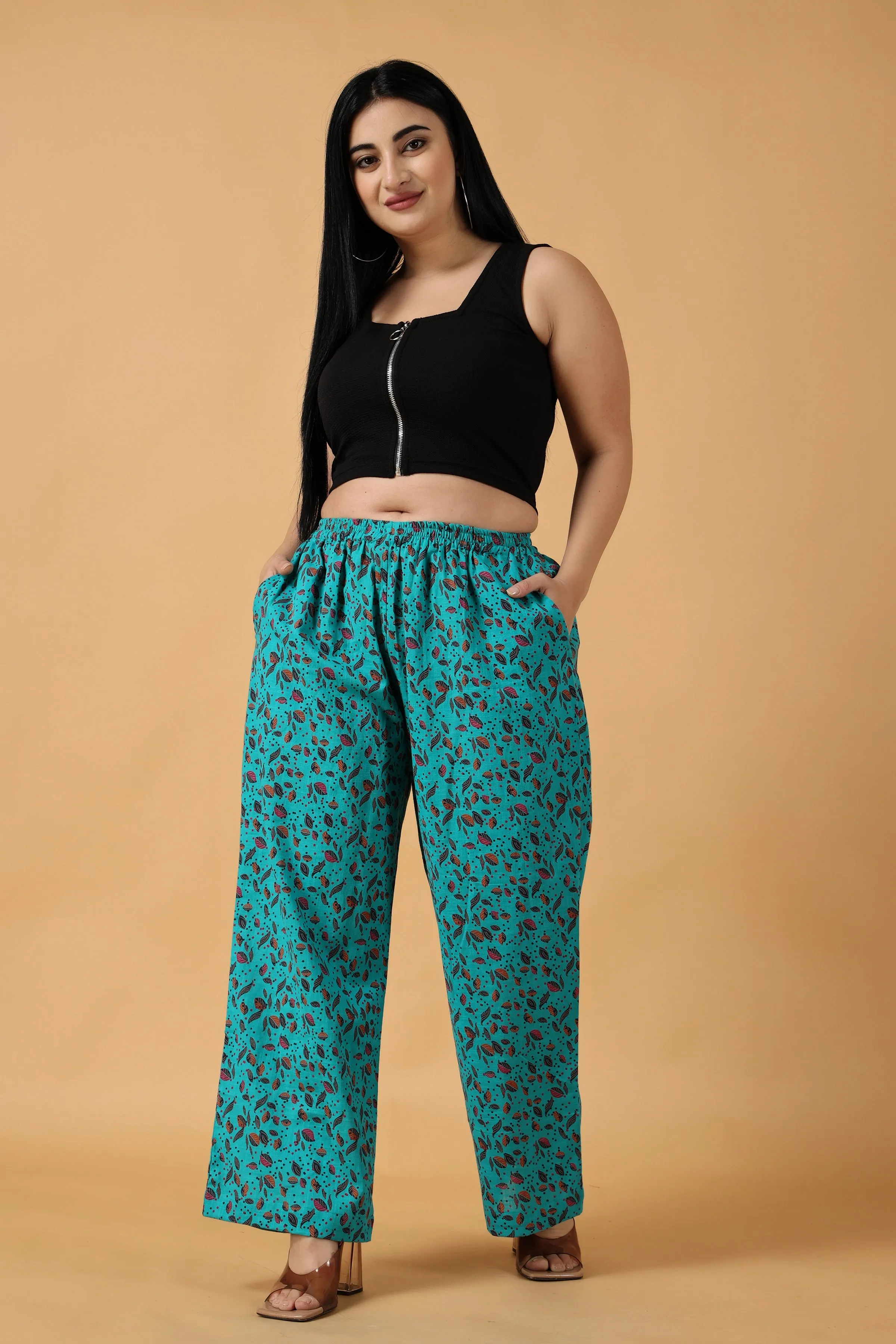 Firozi Cotton Palazzo Pants