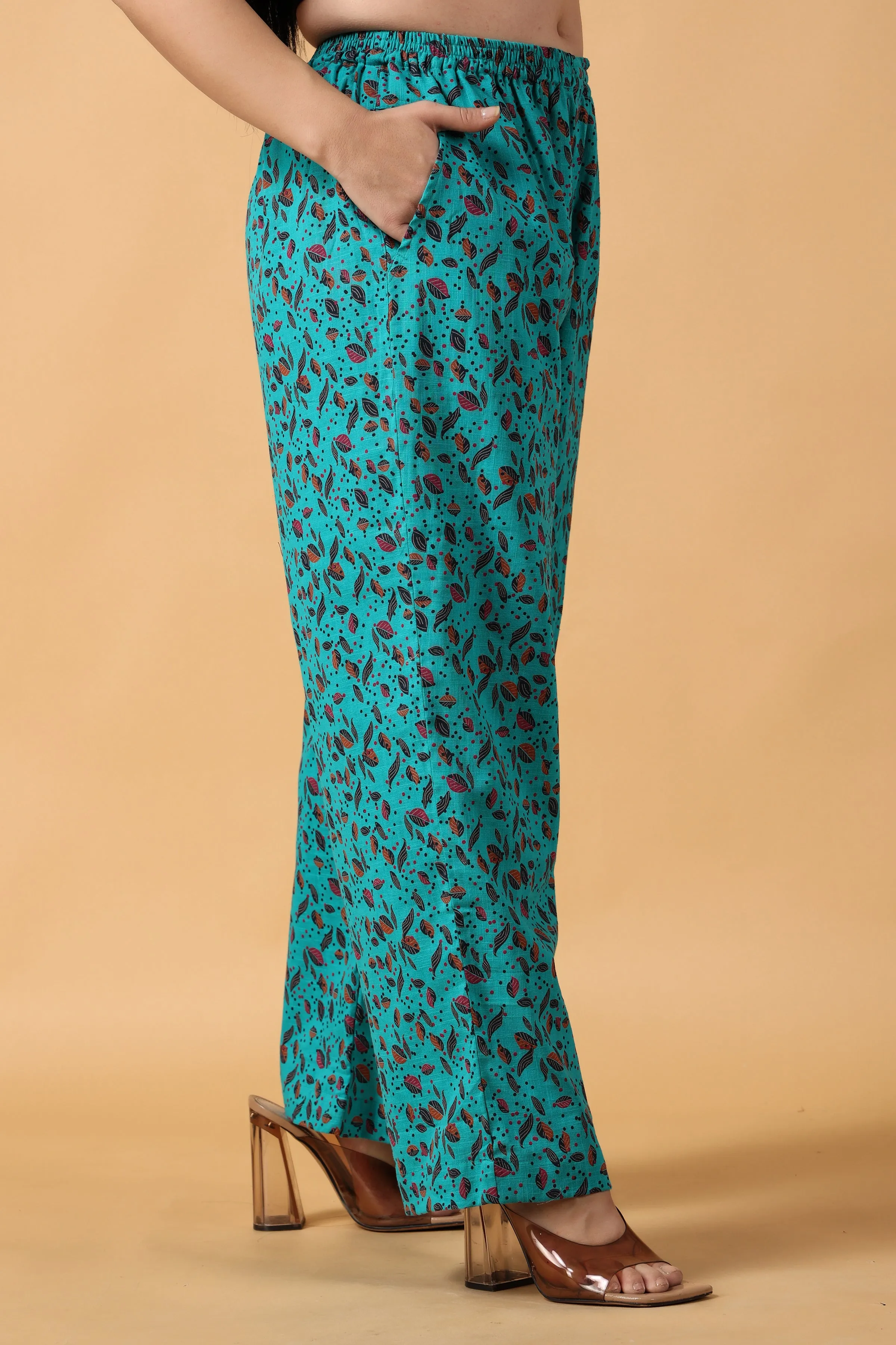 Firozi Cotton Palazzo Pants