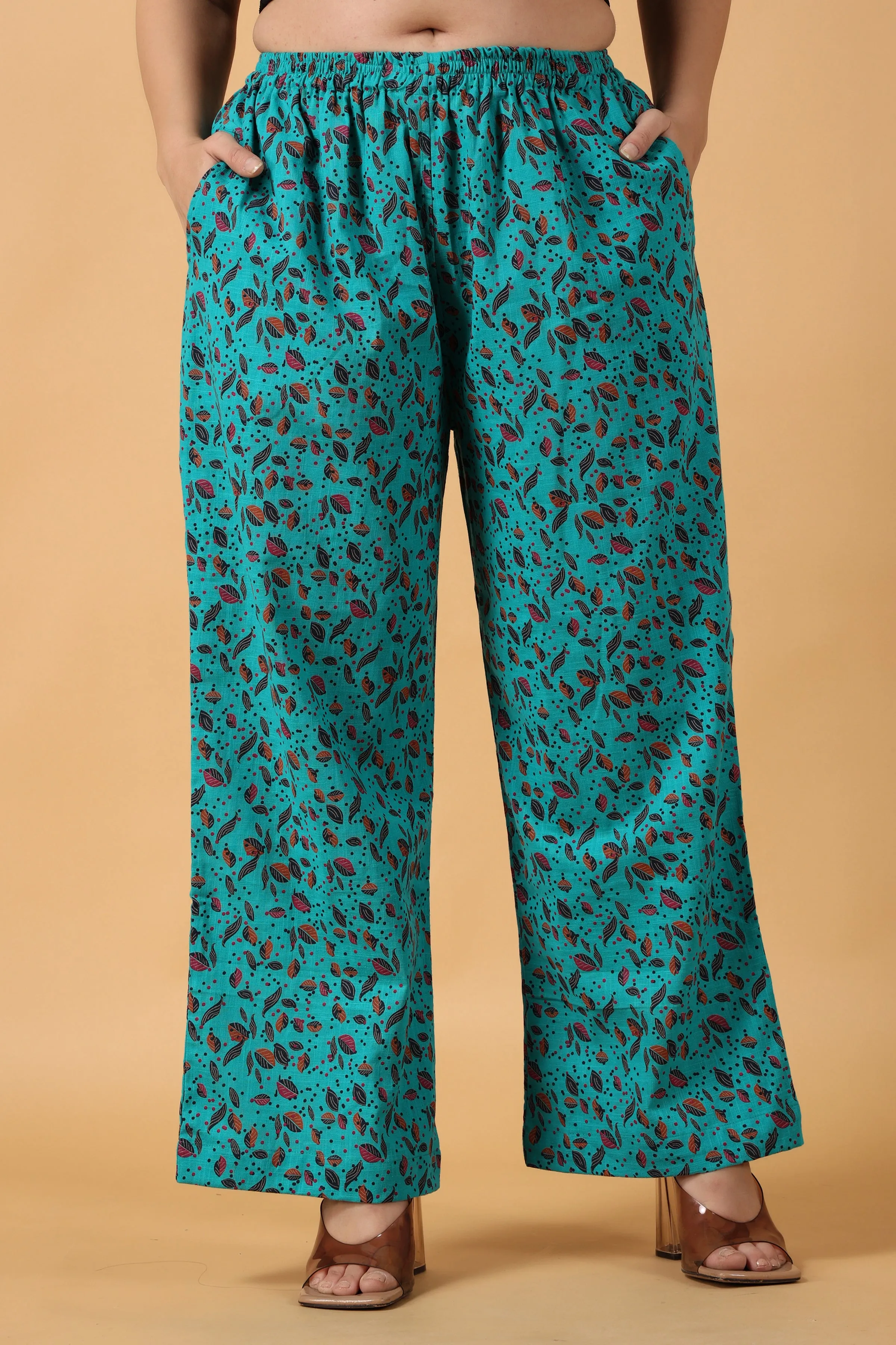 Firozi Cotton Palazzo Pants