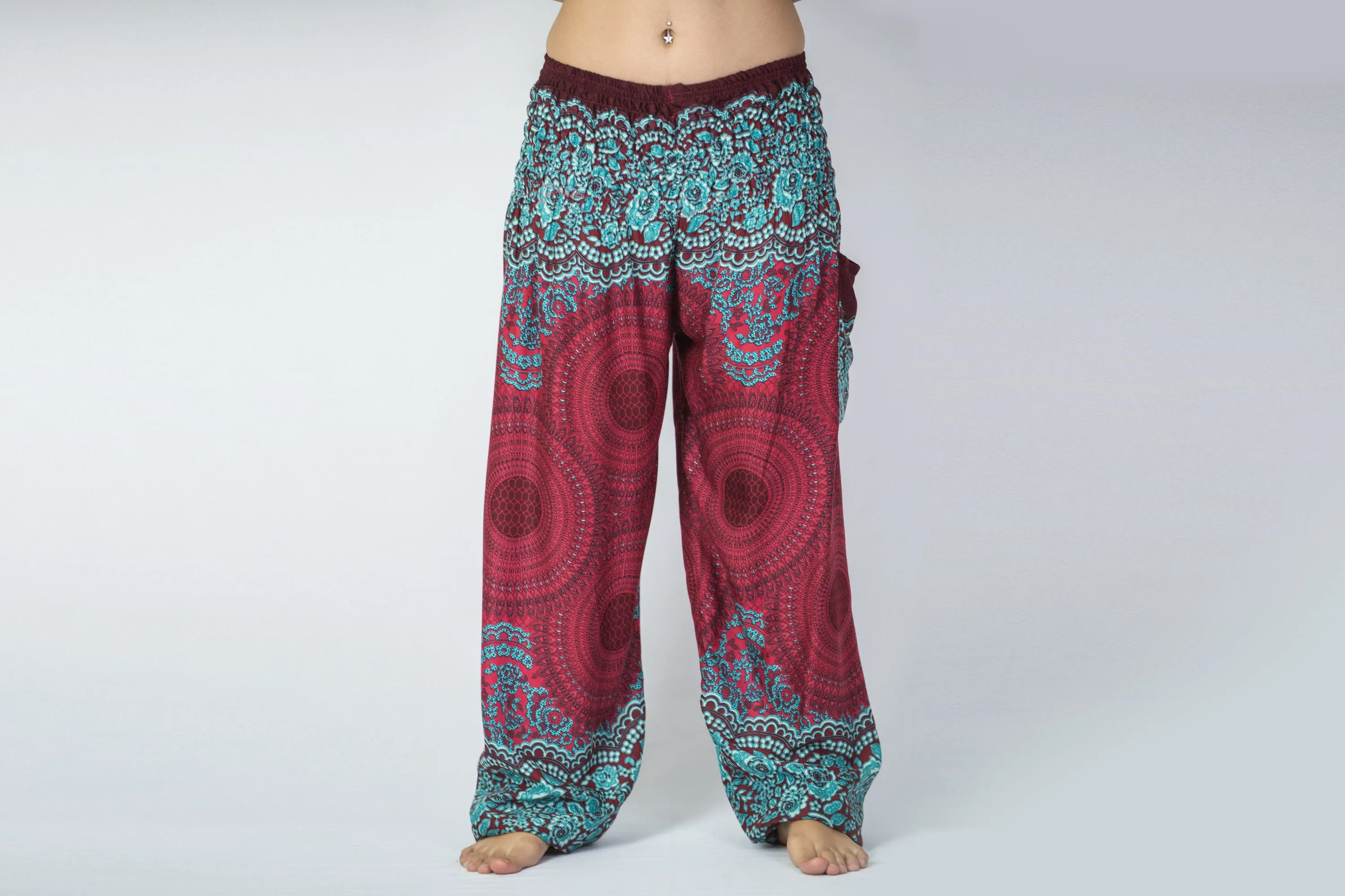 Geometric Mandalas Women's Harem Pants in Red