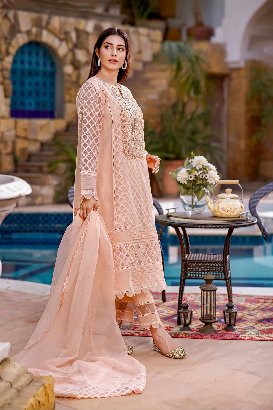 Hand Work Embroidered Organza Jacquard 3pc Suit | Eid Affairs | S202137