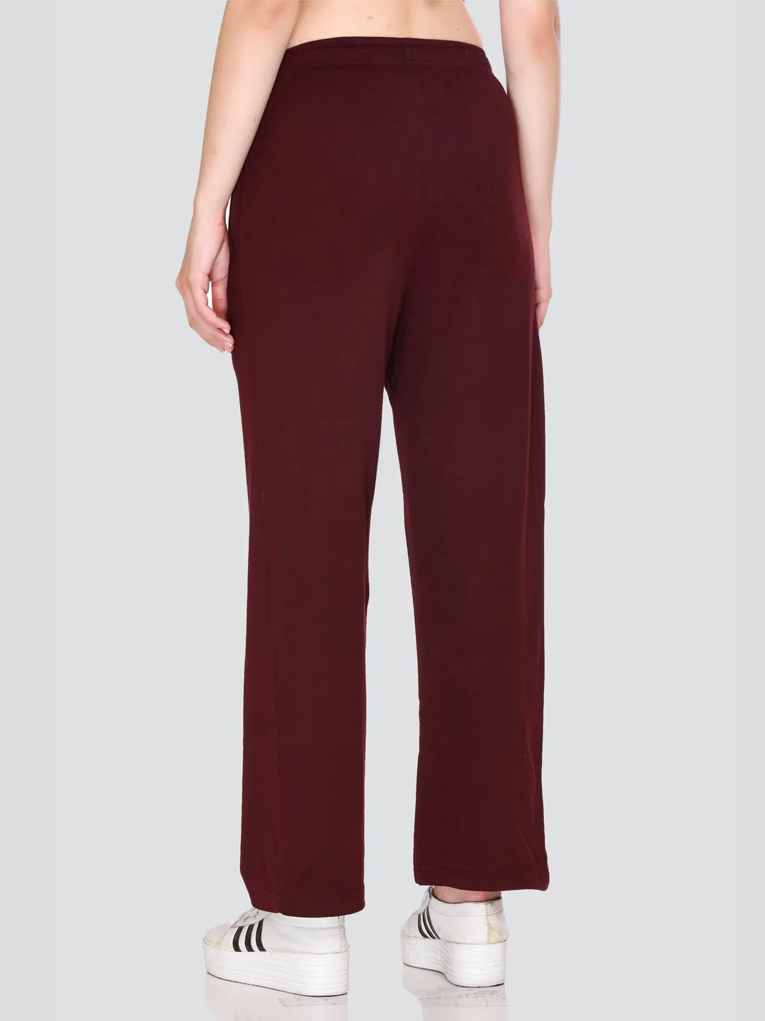 High Rise Cotton Straight Wine Trackpants