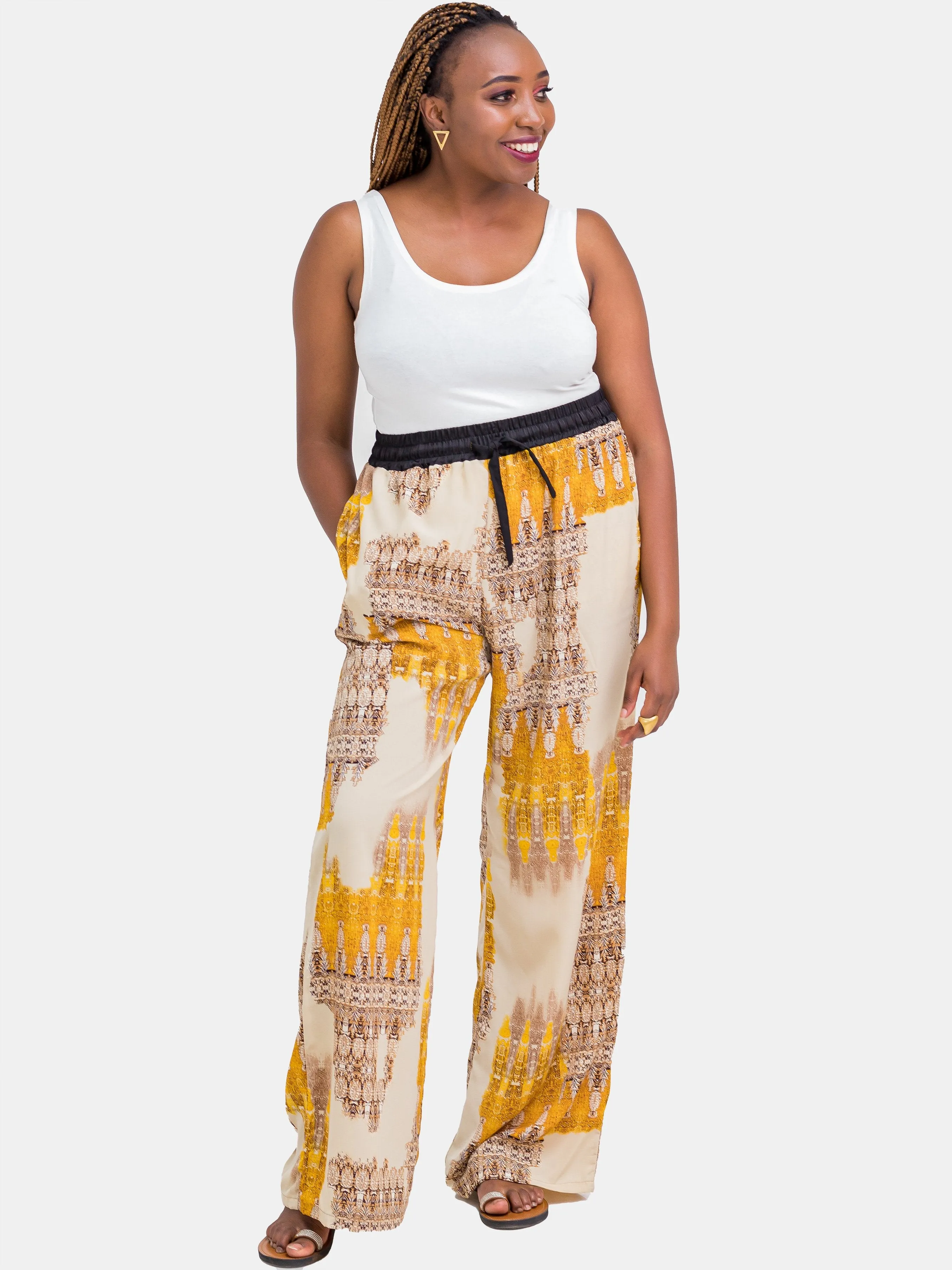 Hijabeefied Long Satin Pants - Gold