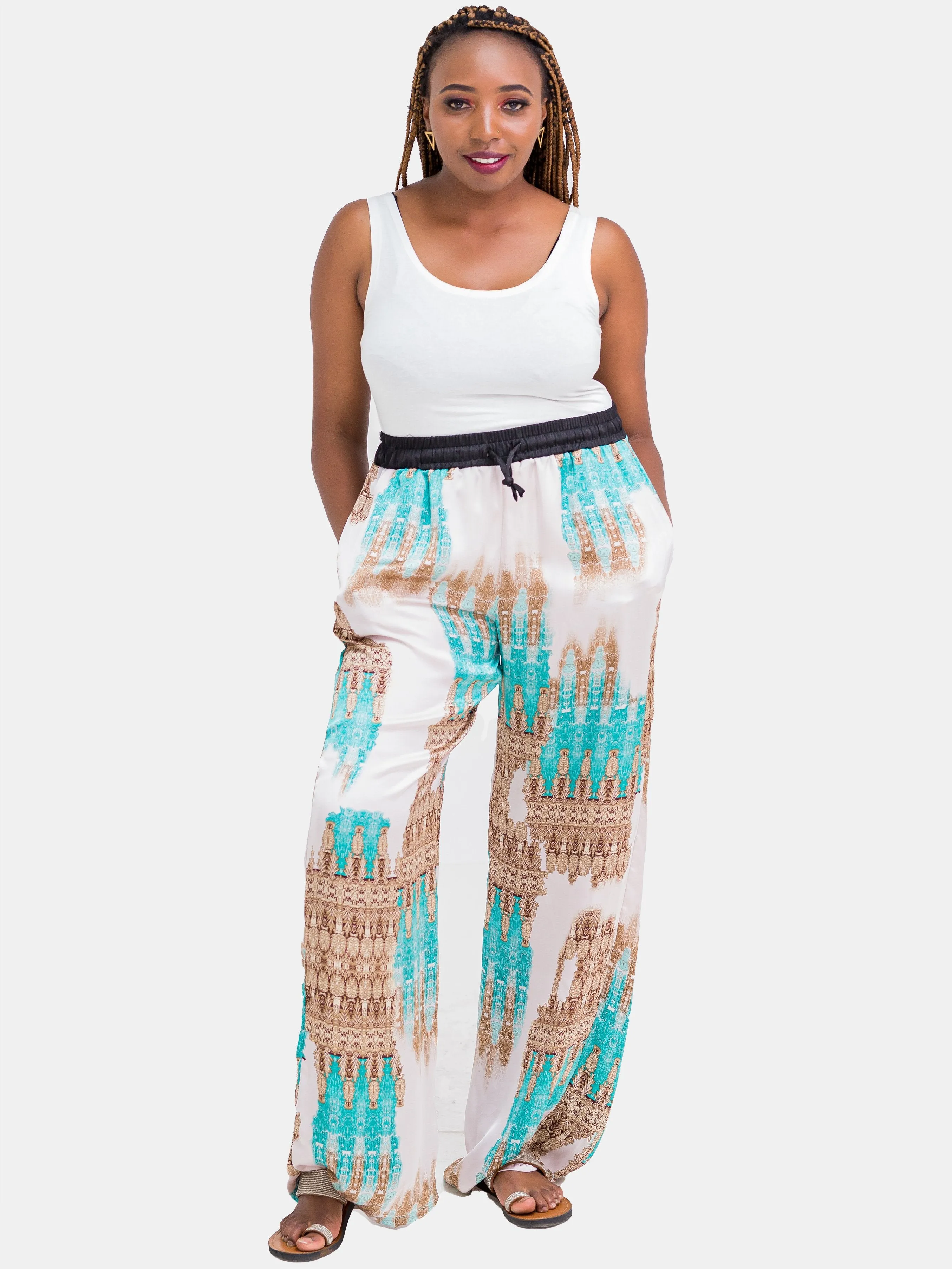 Hijabeefied Long Satin Pants - Sea Green