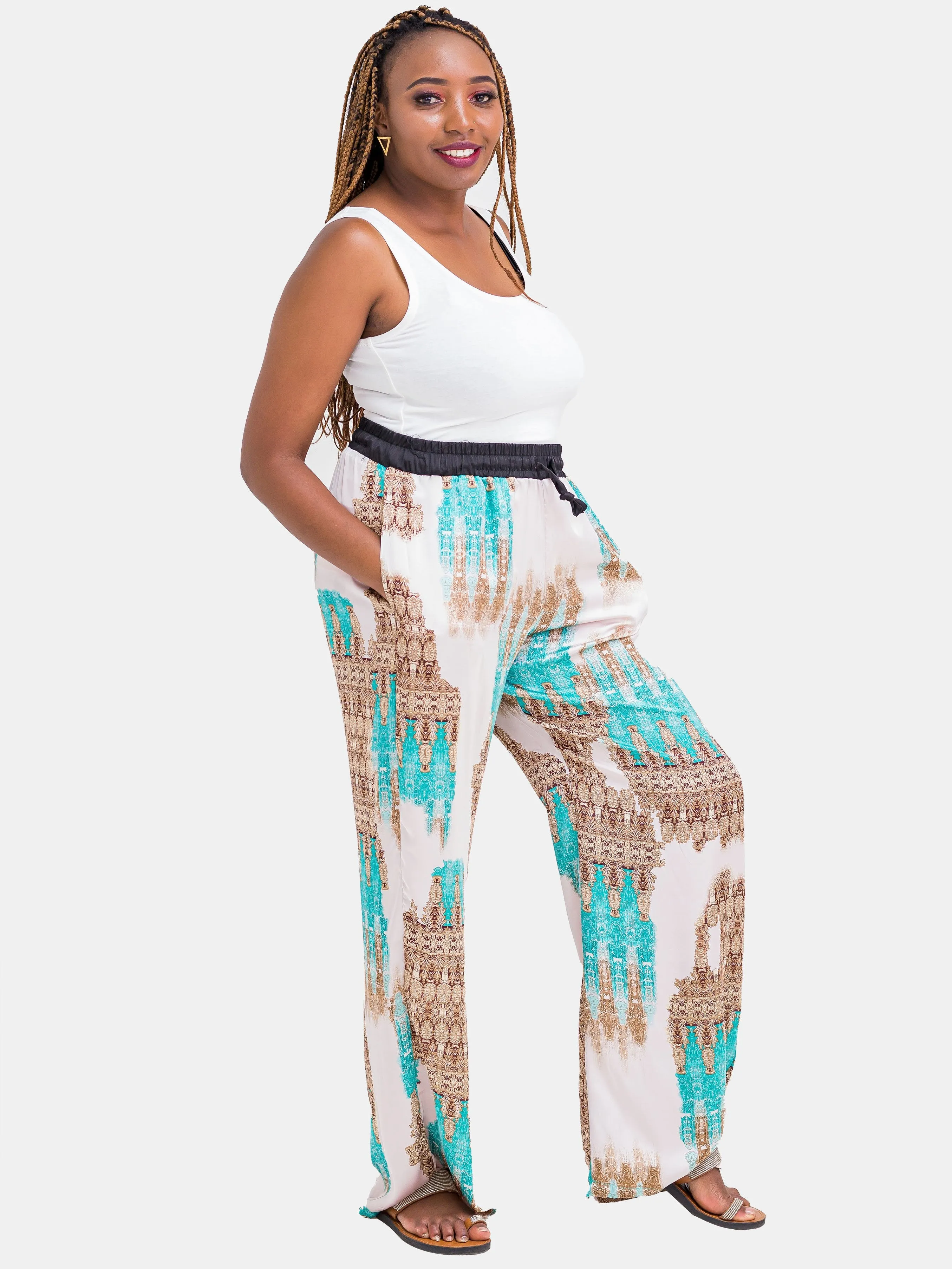 Hijabeefied Long Satin Pants - Sea Green