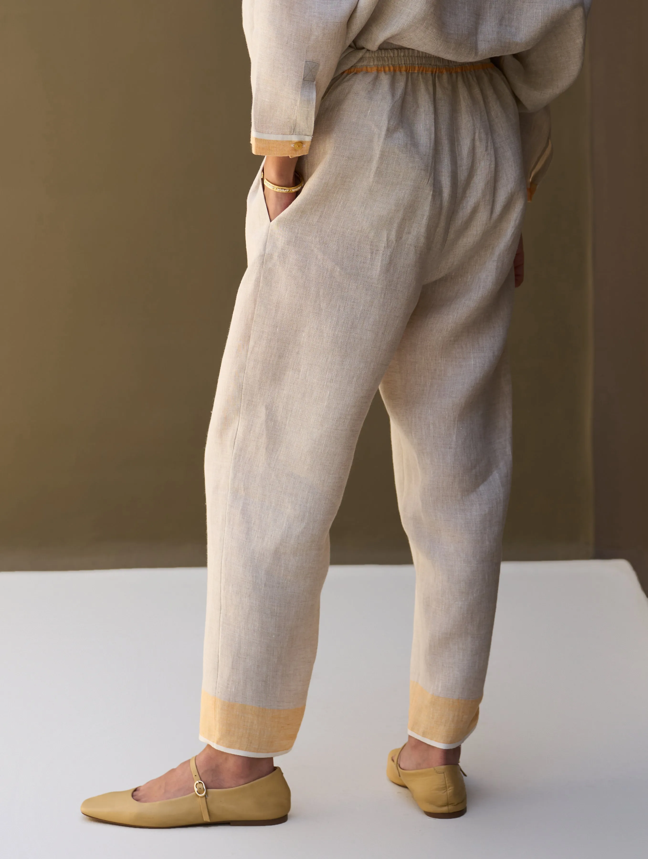 Inawi Border Linen Pant - Natural