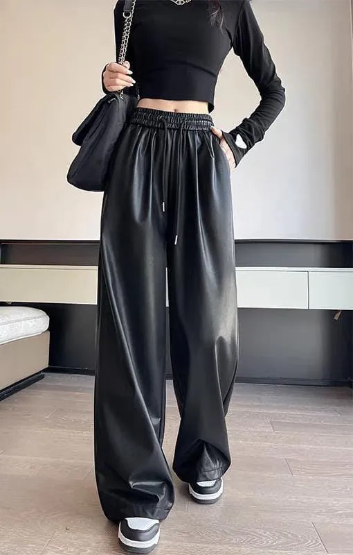 Kemberly Wide Leg Leather Pants