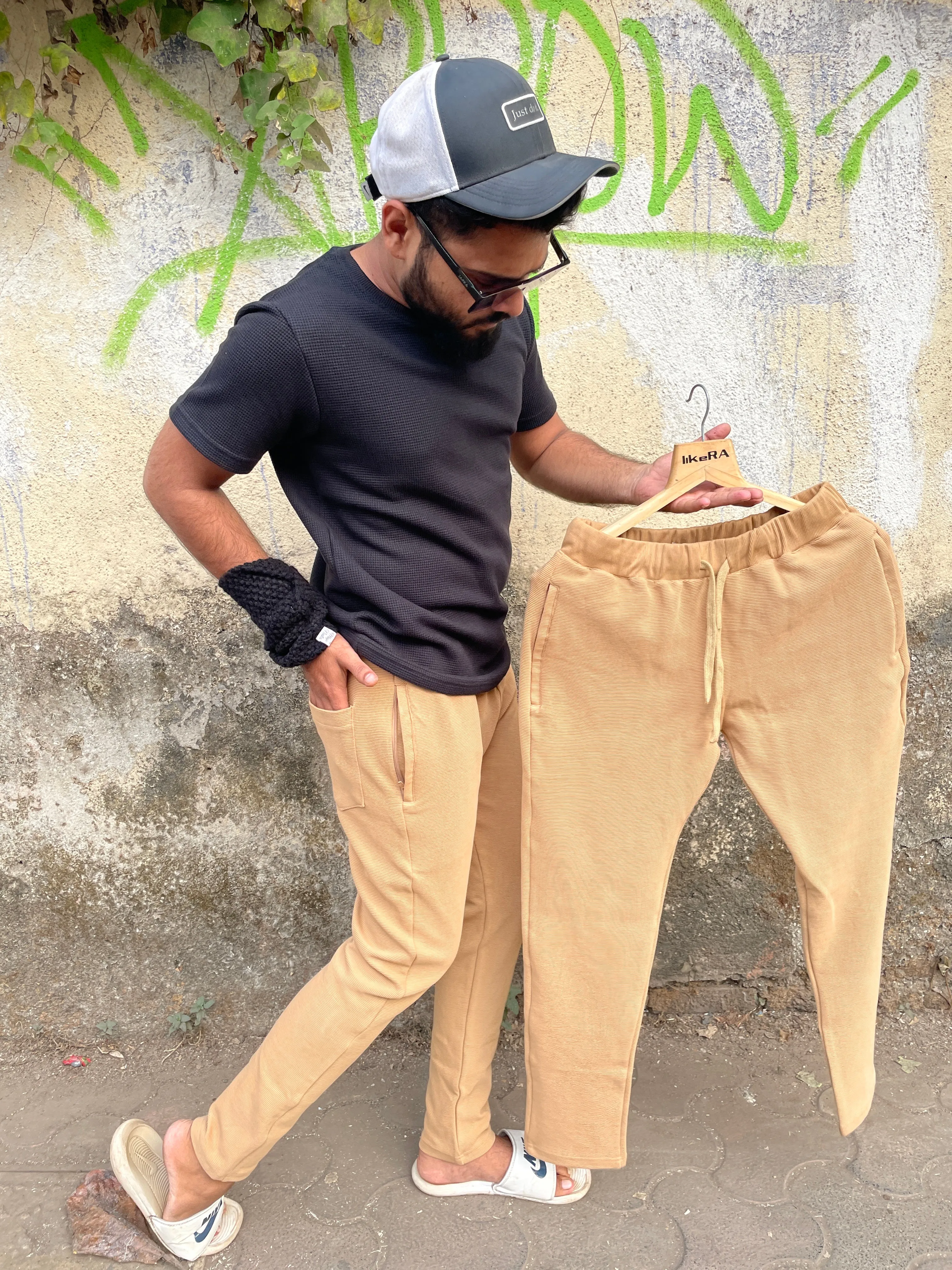 Khaki Cord Track-pant