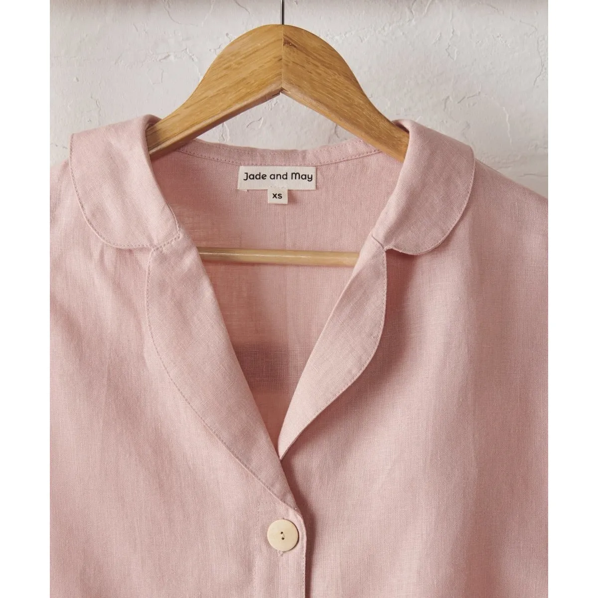 Linen Crop Button Up and Pant Set - Pink | Jade and May